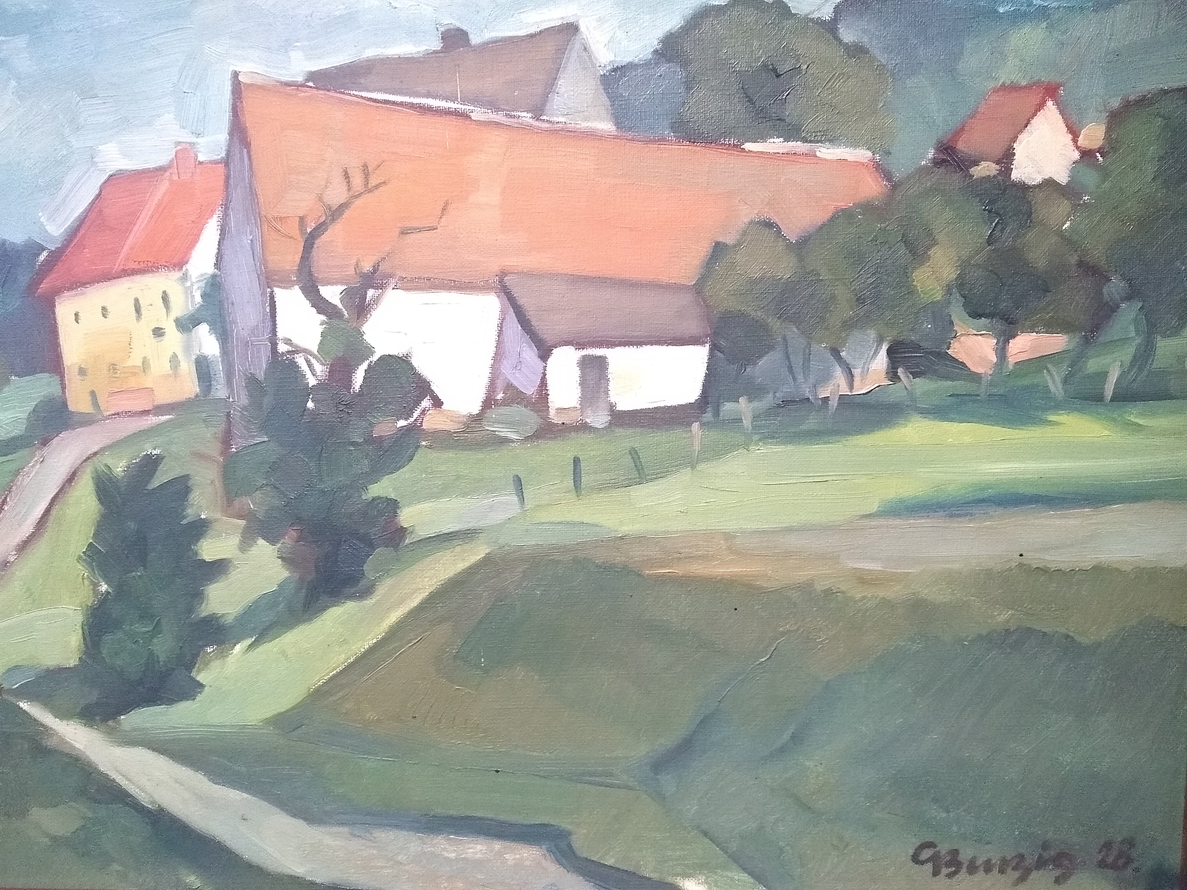 Gemälde: Dorf auf Hügel (Gut an der Schmoritz) (Museum Bautzen - Muzej Budyšin CC BY-NC-SA)
