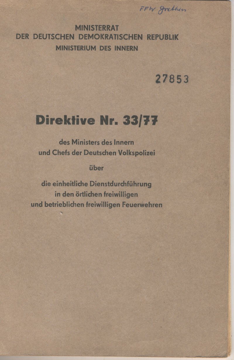 Direktive Nr. 33/77 (Feuerwehrmuseum Grethen CC BY-NC-SA)
