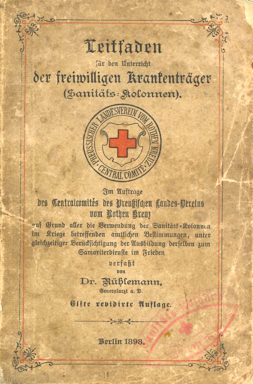 Leitfaden für den Unterricht der freiwilligen Krankenträger (Sanitäts-Kolonnen) (Feuerwehrmuseum Grethen CC BY-NC-SA)