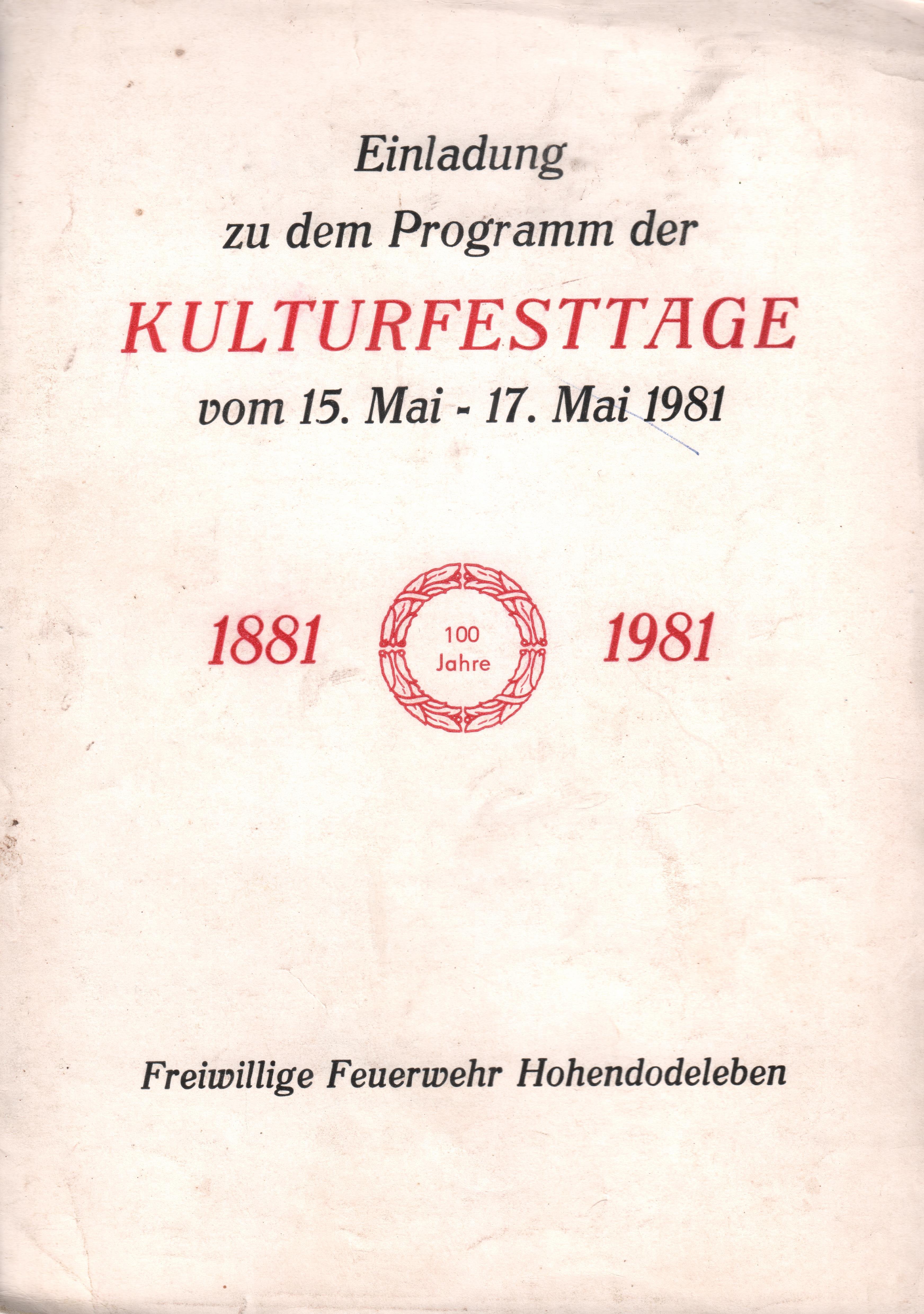Einladung zu dem Programm der Kulturfesttage (Feuerwehrmuseum Grethen CC BY-NC-SA)