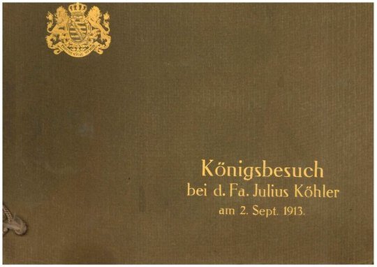 Königsbesuch bei der Fa. Julius Köhler. Am 02.09.1913, war der König
Friedrich August III zu einem Besuch in Limbach/Sa. Er besuchte die Nähmaschinenfabrik (Museen der Stadt Limbach-Oberfrohna Esche-Museum CC BY-NC-SA)