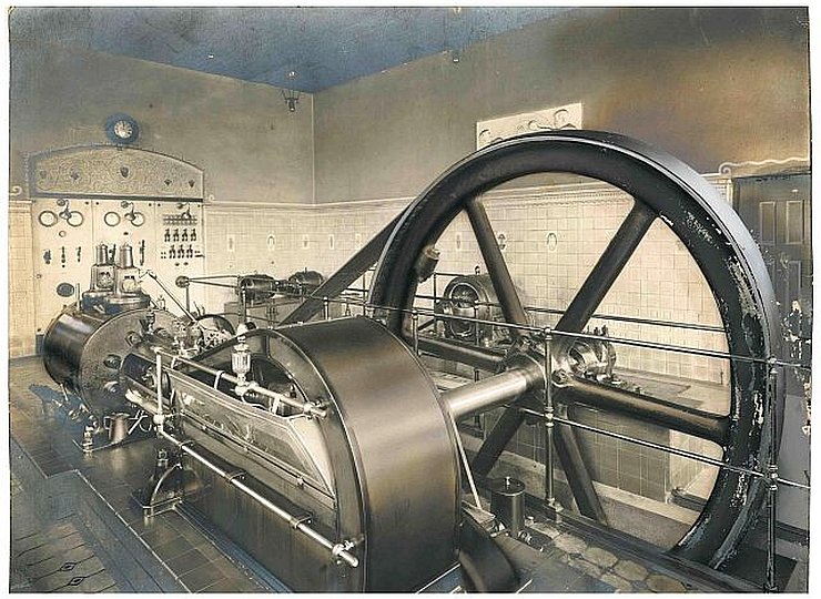 Innenansicht Maschinenhaus, Dampfmaschine. (Museen der Stadt Limbach-Oberfrohna Esche-Museum CC BY-NC-SA)