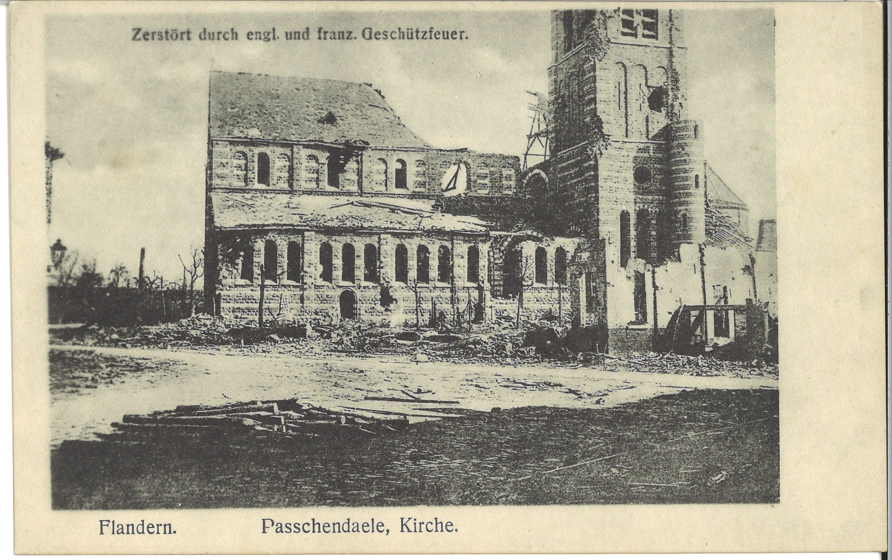 "Passchendaele, Kirche" (Feldpostkarte) (Museum Meerane CC BY-NC-SA)