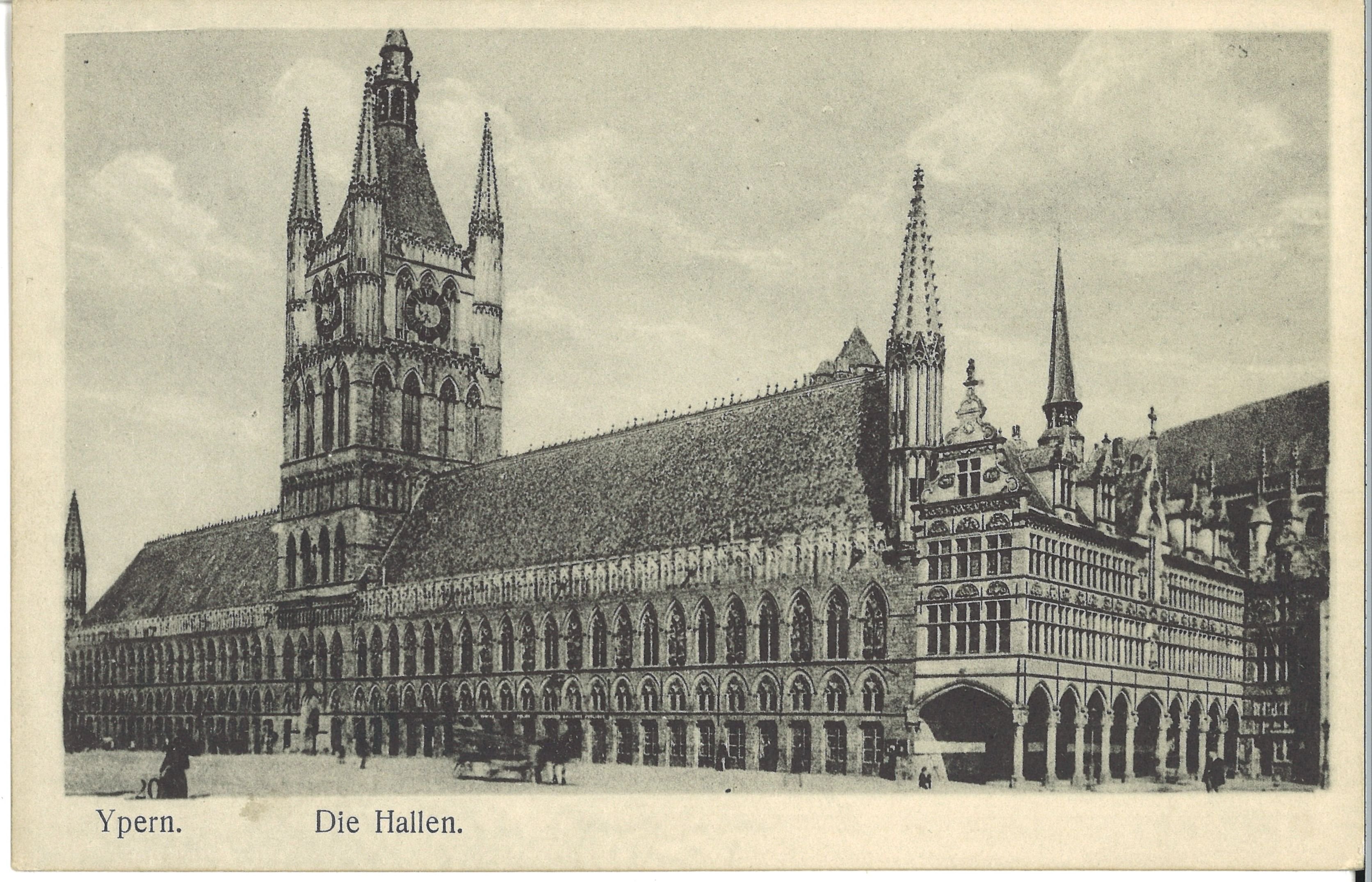 "Ypern, Die Hallen" (Feldpostkarte) (Museum Meerane CC BY-NC-SA)
