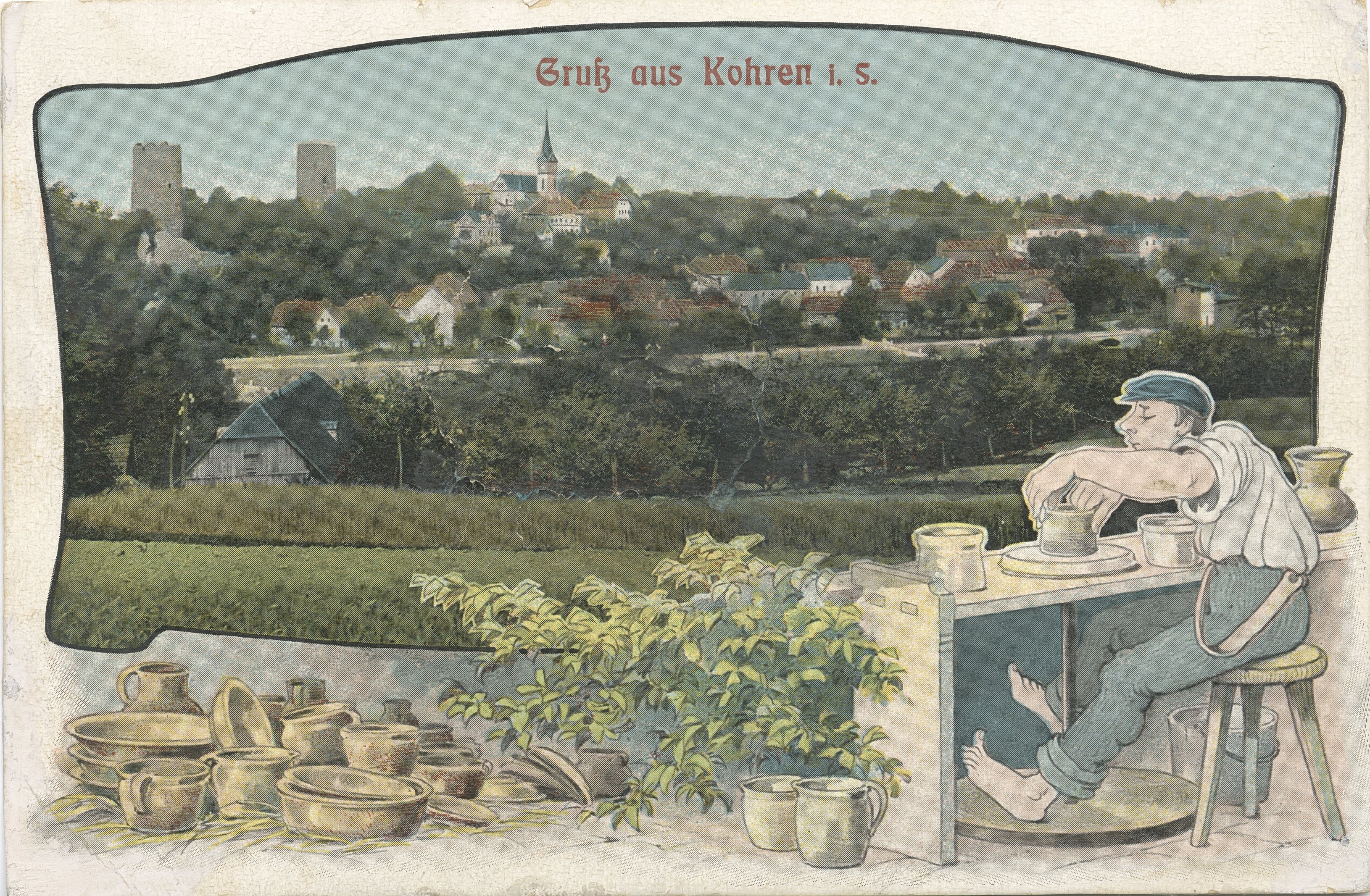 Ansichtskarte "Gruß aus Kohren i.S. (Museen Kohren-Sahlis - Töpfermuseum CC BY-NC-SA)