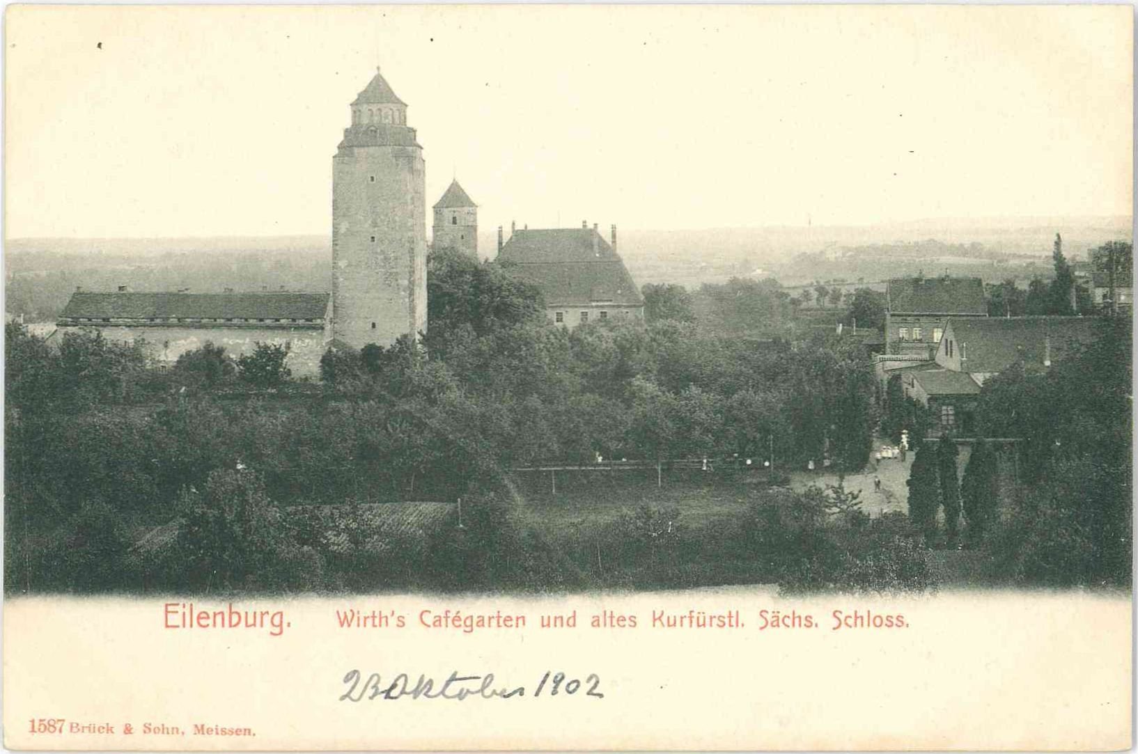 Eilenburg. Wirth's Cafégarten und altes Kurfürstl. Sächs. Schloss (Stadtmuseum Eilenburg RR-P)