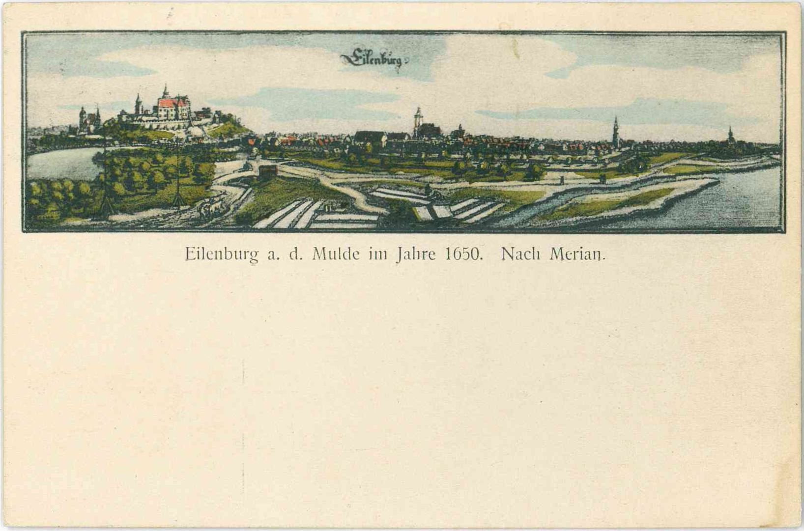 Eilenburg a. d. Mulde im Jahr 1650. Nach Merian (Stadtmuseum Eilenburg CC BY-NC)