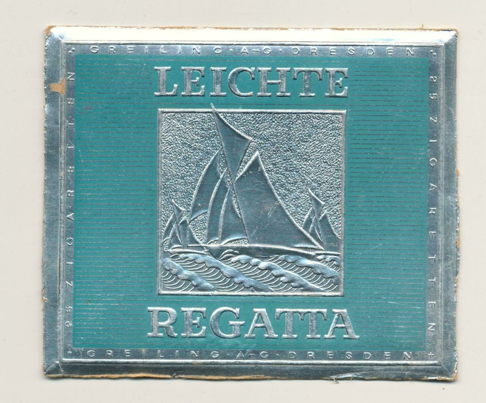 Packungszuschnitt einer Zigarettenschachtel der Marke "Leichte Regatta" (Stadtmuseum Dresden CC BY-NC-ND)