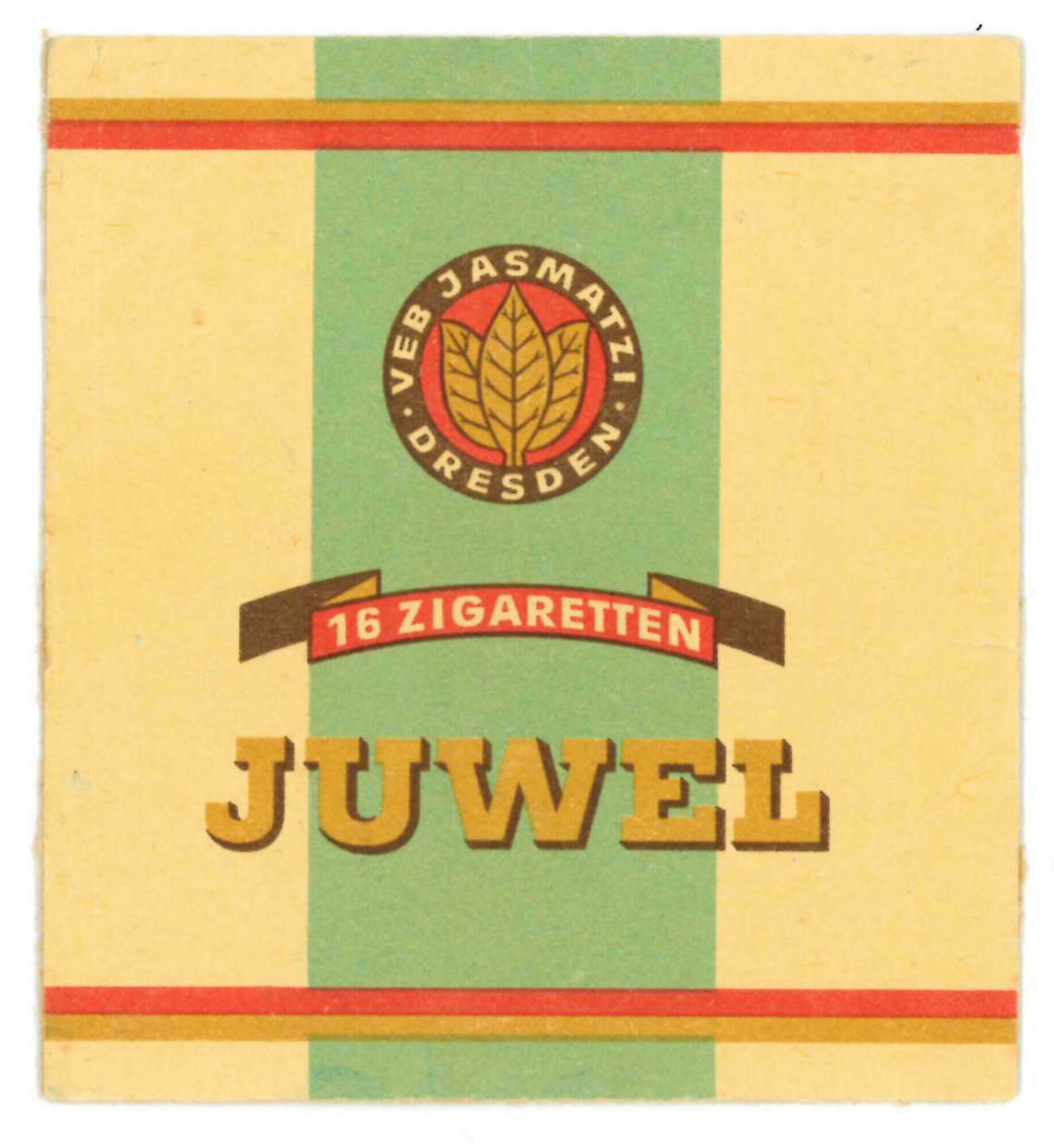 Packungszuschnitt einer Zigarettenschachtel der Marke "Juwel" (Stadtmuseum Dresden CC BY-NC-ND)