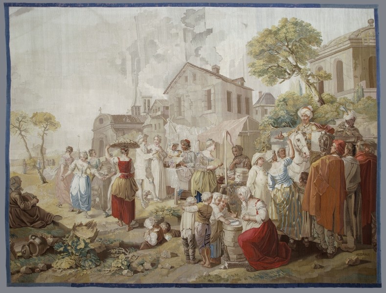 Jahrmarktsszene (Gobelin aus der Serie „Die Dorffeste“) (Grassi Museum für Angewandte Kunst CC BY-NC-SA)