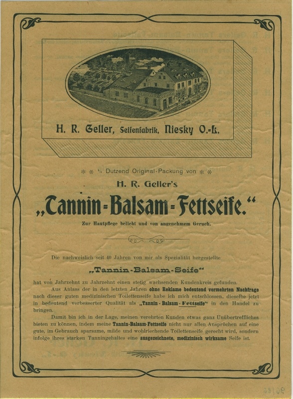 Werbeblatt "Tannin-Balsam-Seife" (Museum Niesky CC BY-NC-SA)