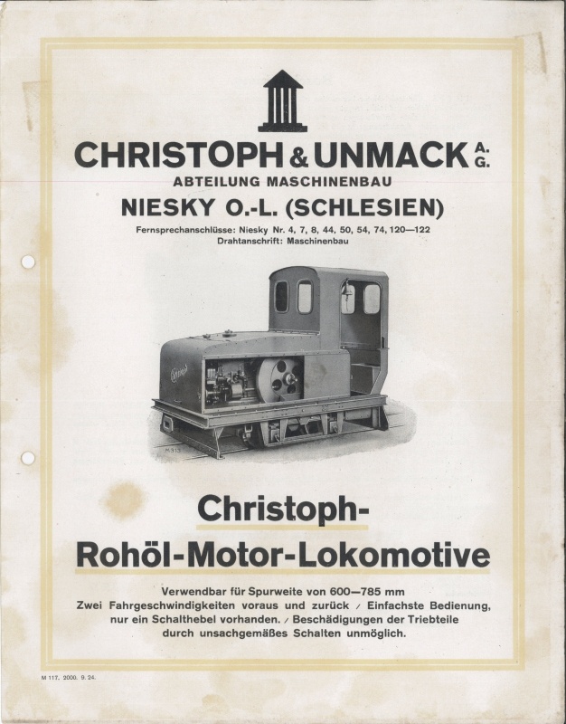 Werbeblatt Christoph & Unmack, Abteilung Maschinenbau (Museum Niesky CC BY-NC-ND)