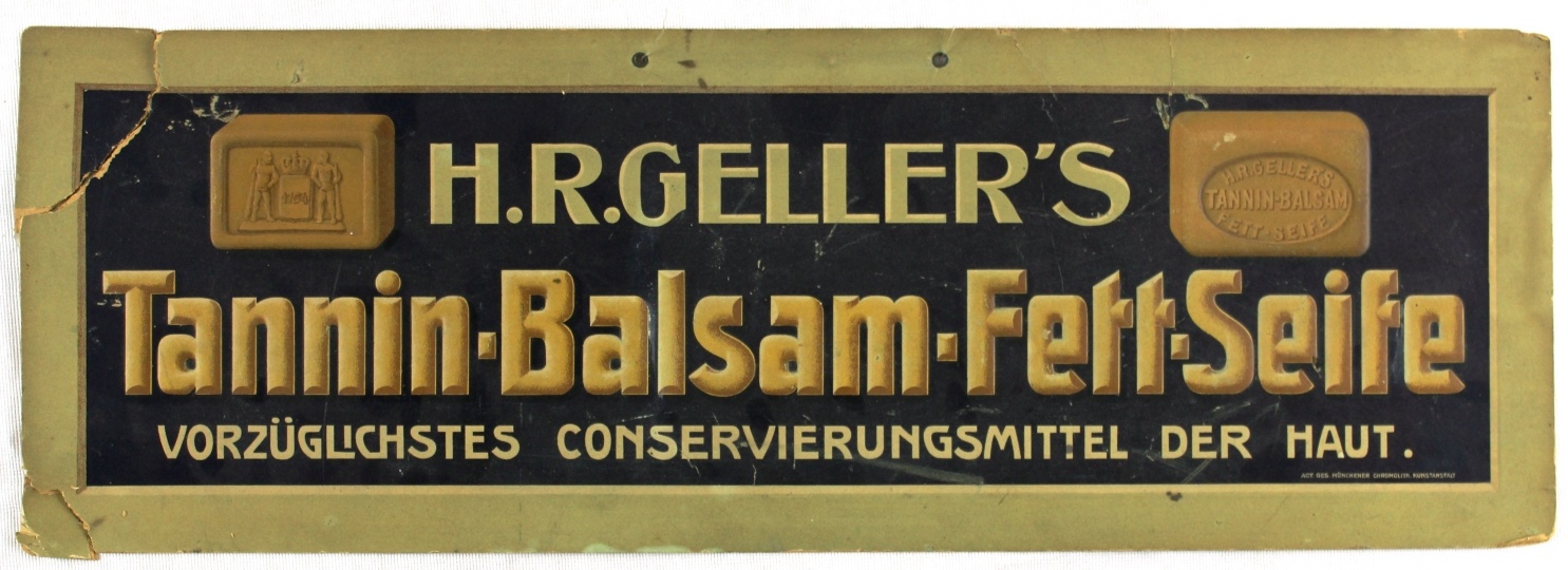 Werbeschild "H. R. Gellers Tannin-Balsam-Fett-Seife" (Museum Niesky CC BY-NC-ND)