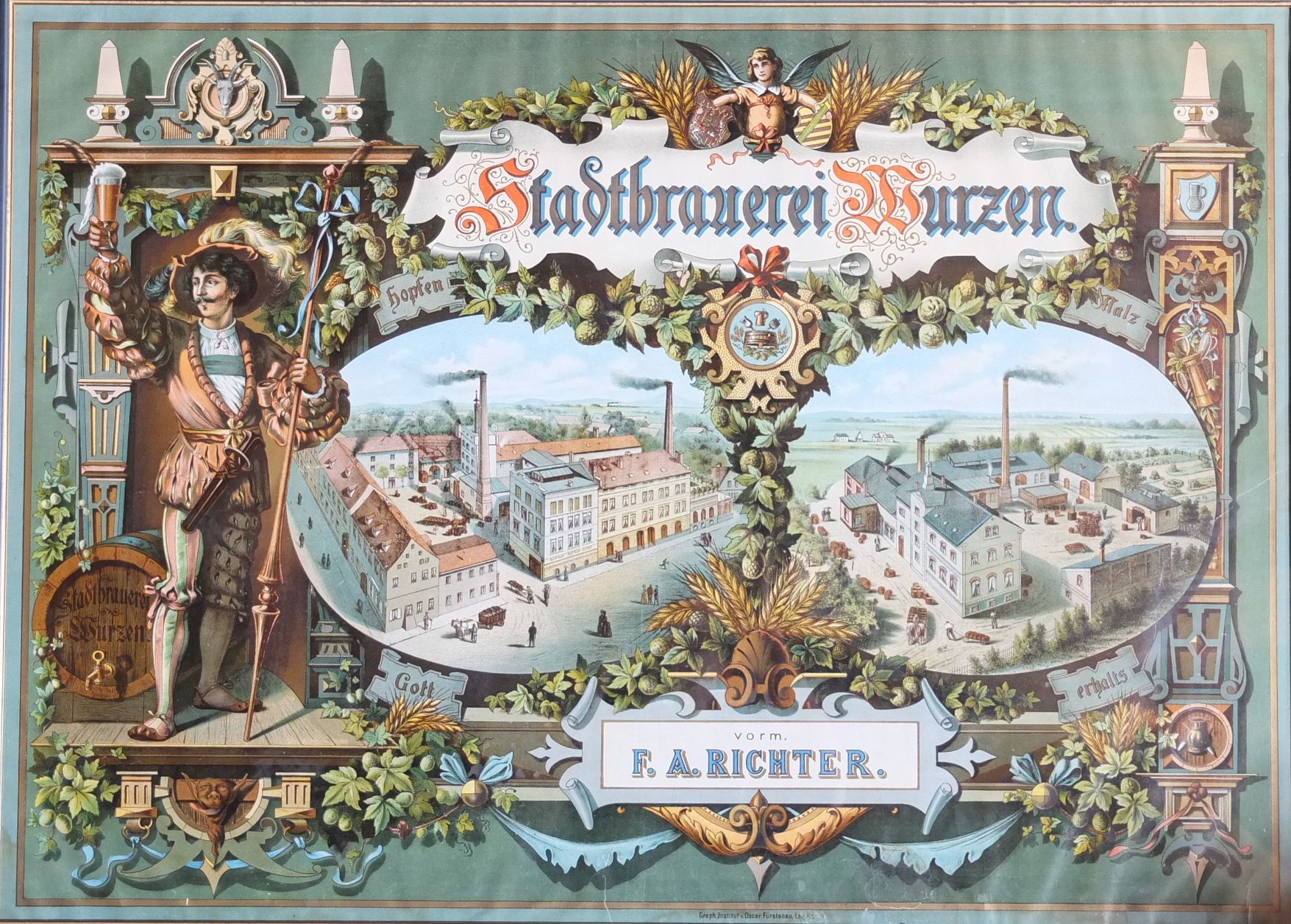 Werbeplakat "Stadtbrauerei Wurzen" (Museum Steinarbeiterhaus Hohburg CC BY-NC-SA)