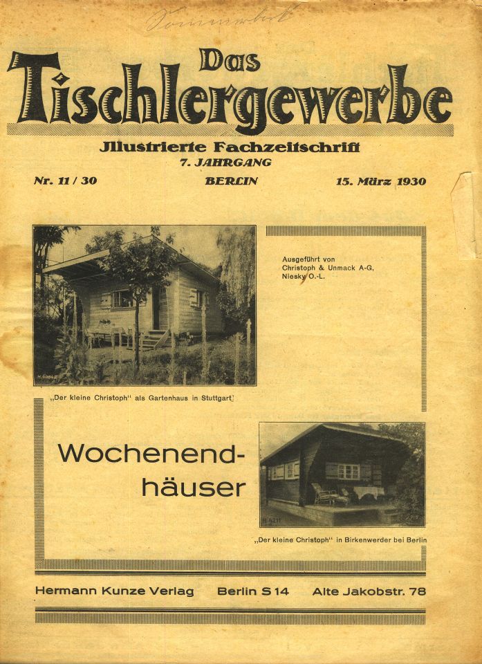 Fachzeitschrift "Das Tischlergewerbe" Nr.11/30 (Museum Niesky Forum Konrad-Wachsmann-Haus CC BY-NC-ND)