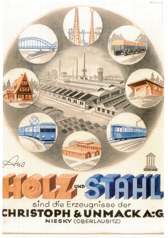 Werbeplakatentwurf ’Holz und Stahl’ (Museum Niesky Forum Konrad-Wachsmann-Haus CC BY-NC-ND)