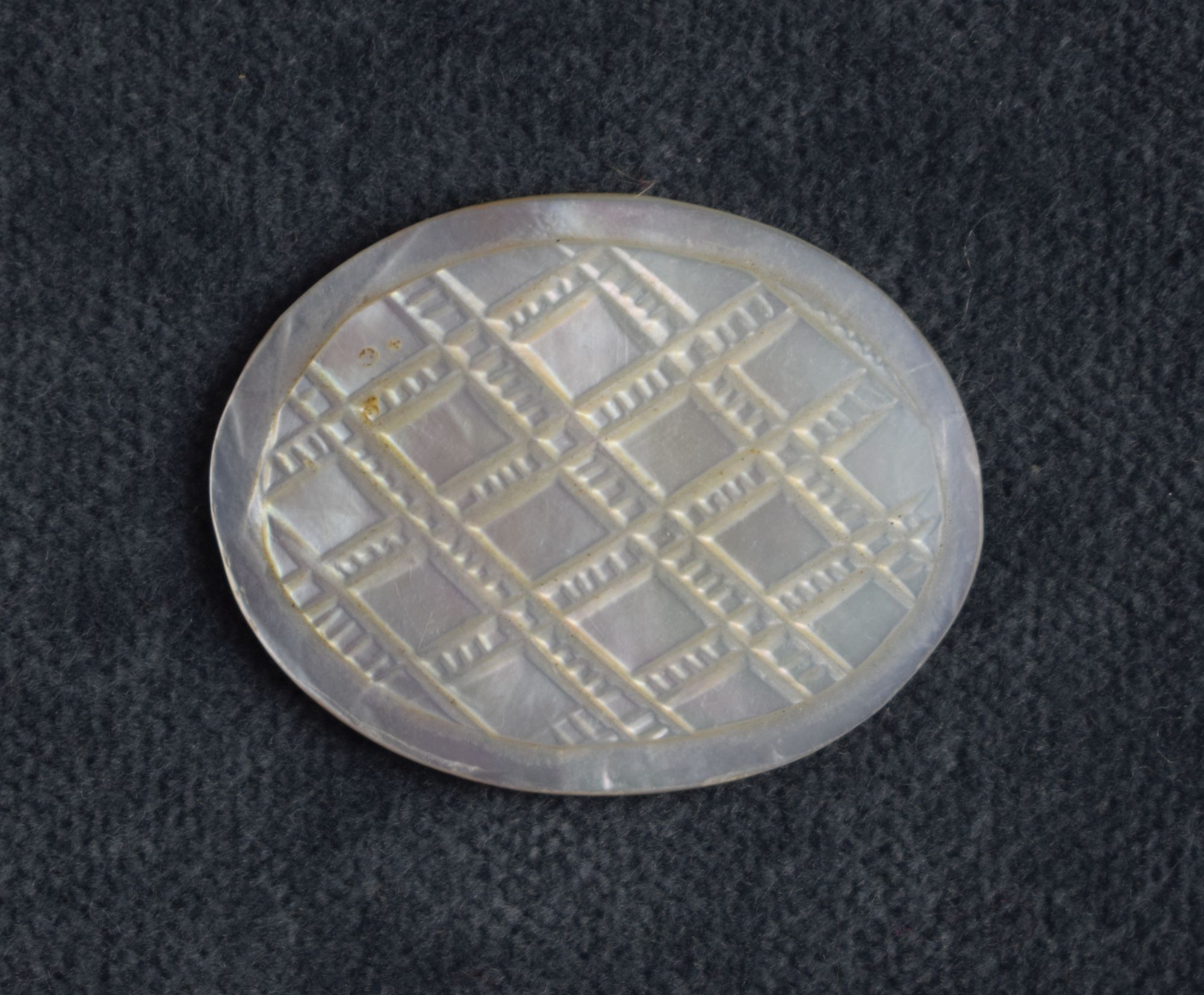 Teil einer ovale Brosche aus Perlmutter (Perlmutter- und Heimatmuseum Adorf CC BY-NC-SA)