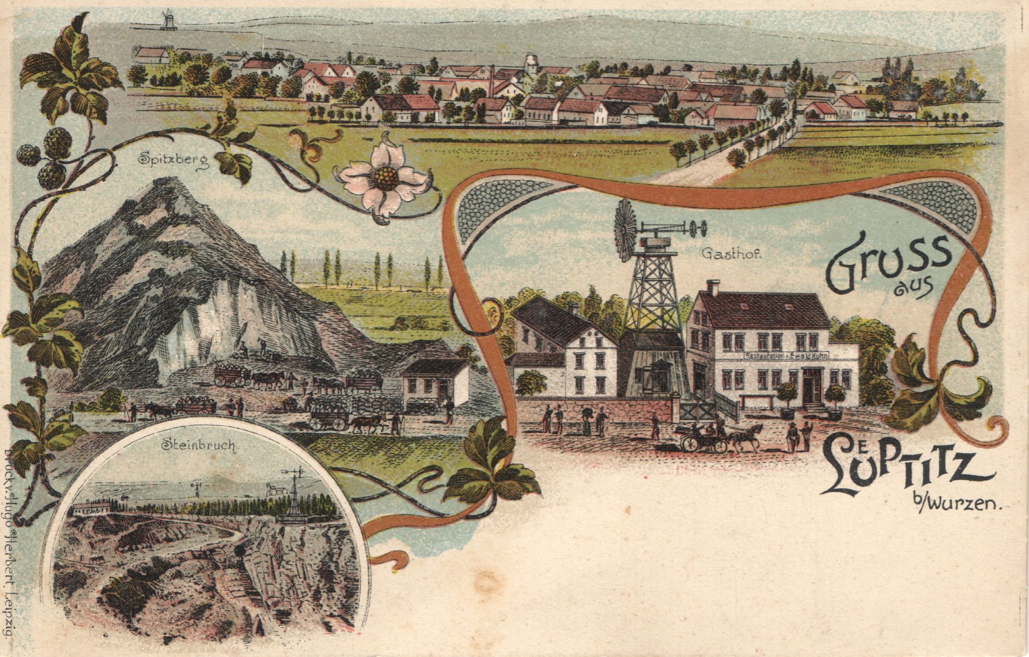 Grußpostkarte "Gruß aus Lüptitz" (Museum Steinarbeiterhaus Hohburg CC BY-NC-SA)