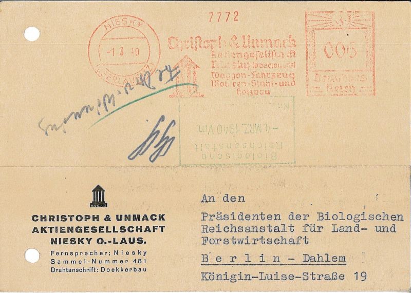 Mitteilung 1.3.1940 (Museum Niesky Forum Konrad-Wachsmann-Haus CC BY-NC-ND)