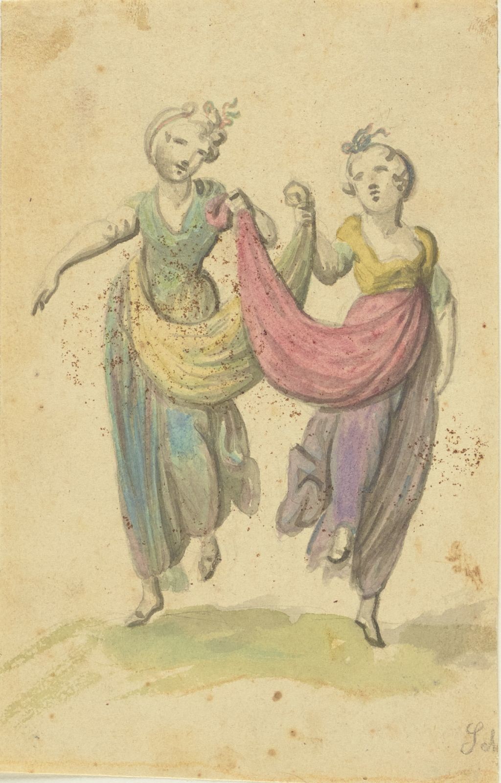 Zwei Tänzerinnen (Deutsches Damast- und Frottiermuseum CC BY-NC-ND)