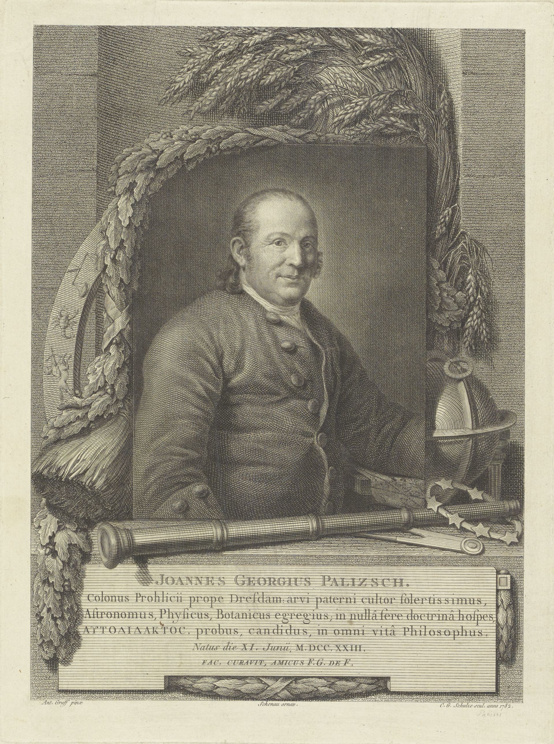 Der Landwirt, Astronom und Naturkundesammler Johann Georg Palitzsch (Deutsches Damast- und Frottiermuseum CC BY-NC-ND)