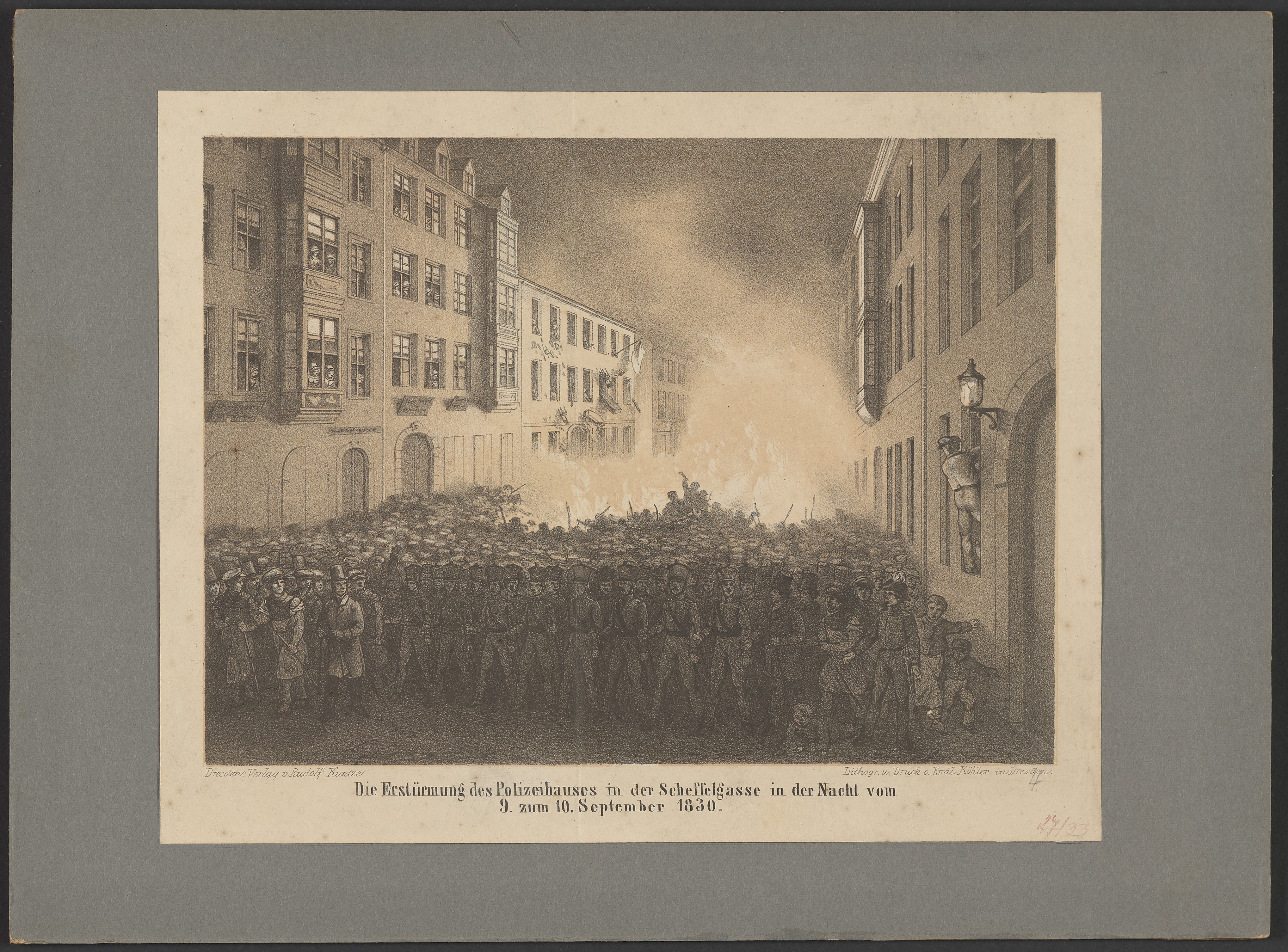 Lehrtafel "Die Erstürmung Polizeihaus Dresden, 1830" (Polizeidirektion Dresden RR-F)