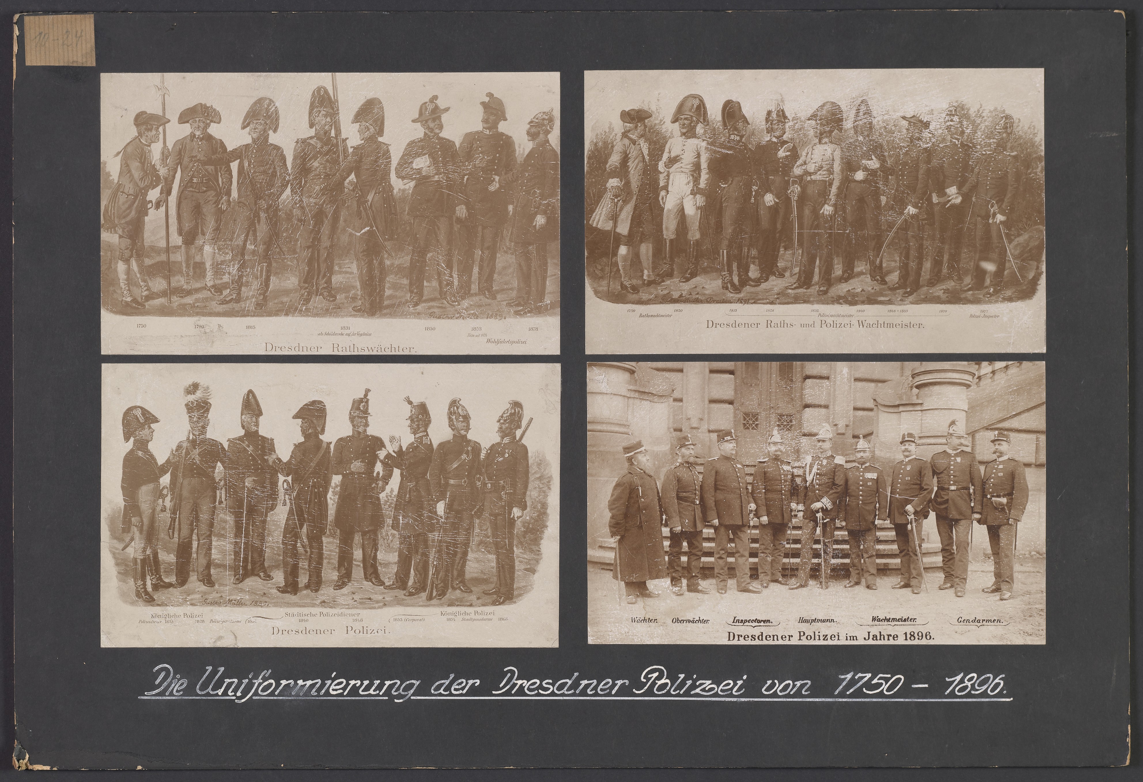 Lehrtafel "Die Uniformierung der Dresdner Polizei von 1750-1896" (Polizeidirektion Dresden RR-F)