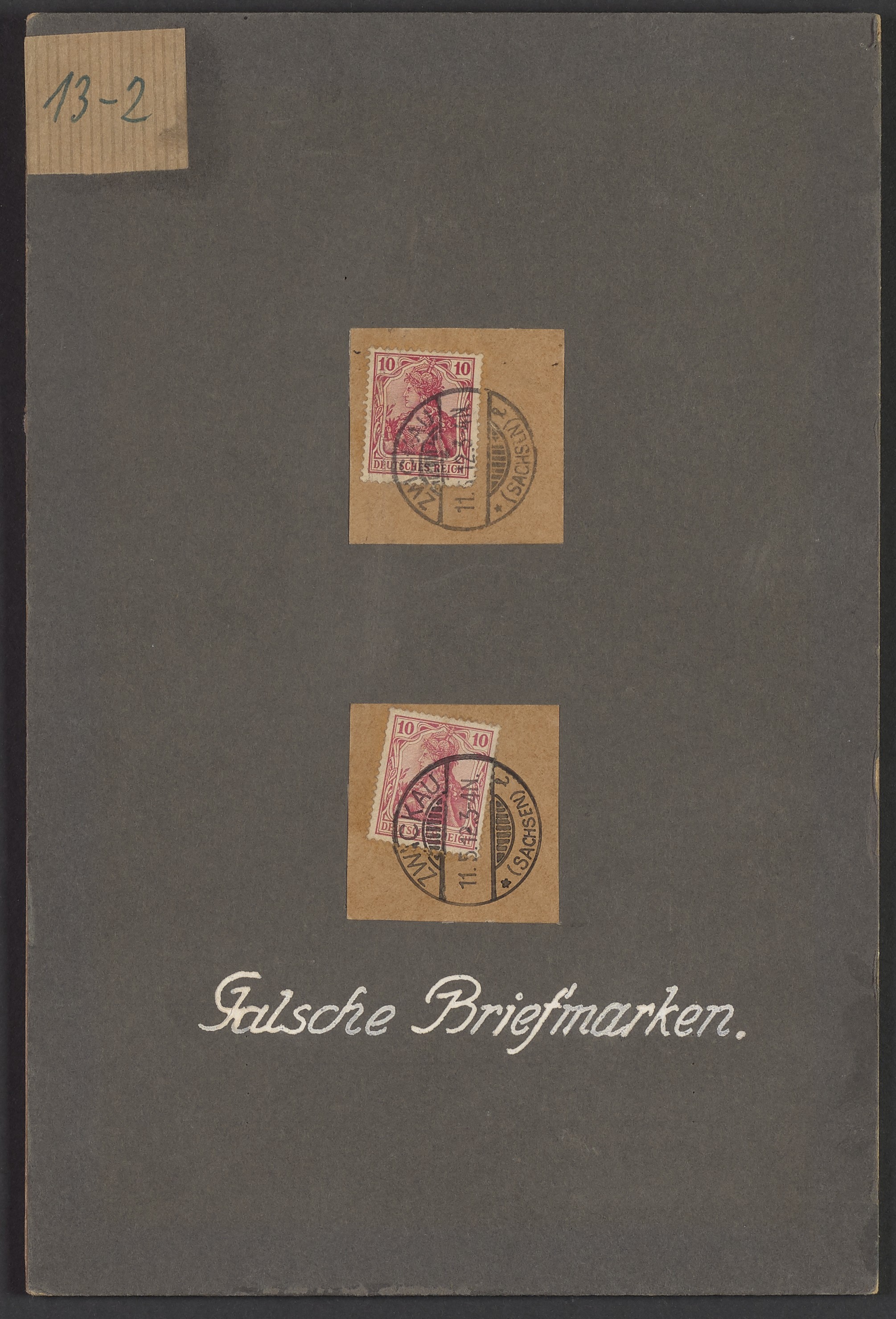 Lehrtafel "Falsche Briefmarken-10 RPfg" (Polizeidirektion Dresden  RR-F)