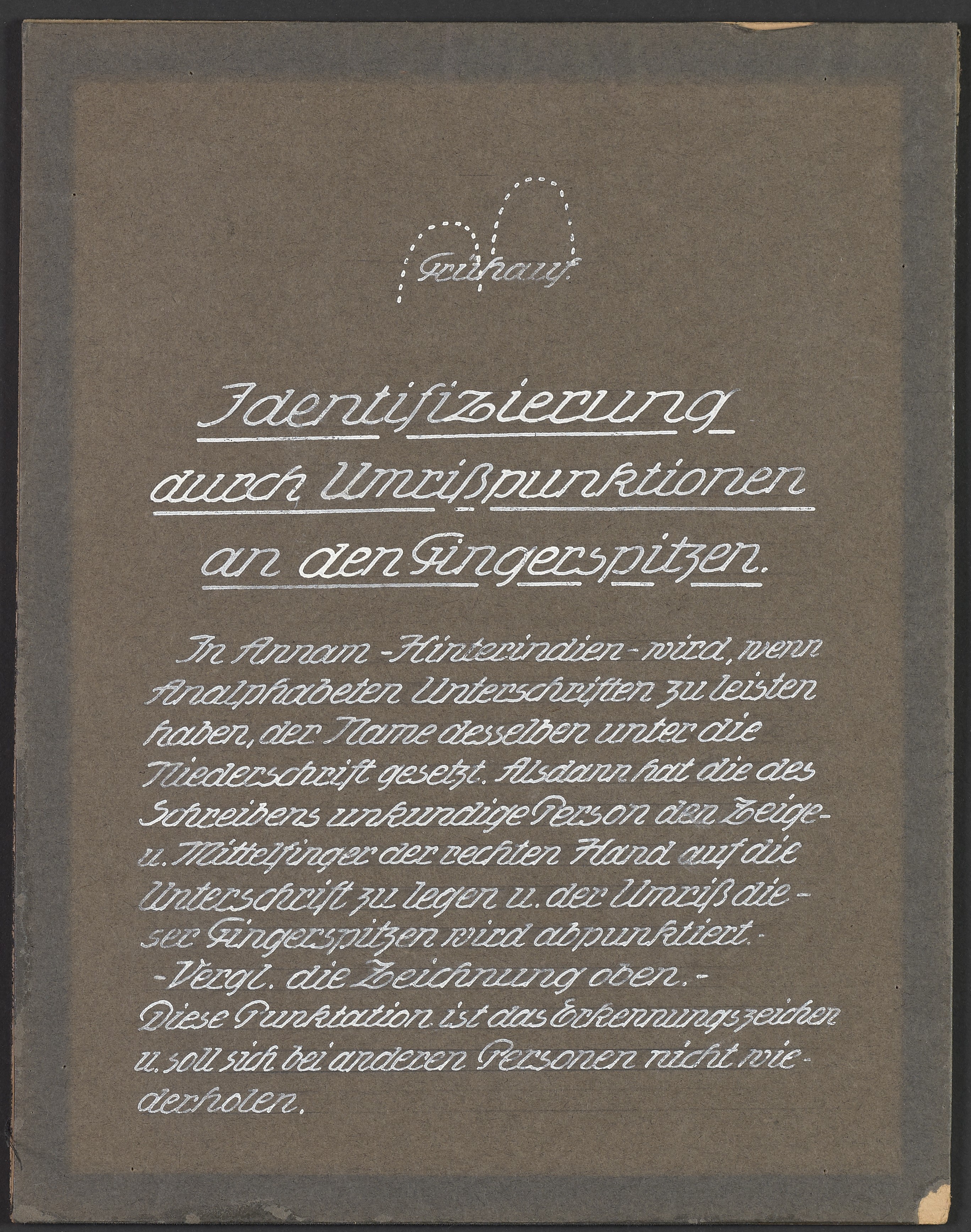 Lehrtafel "Identifizierung durch Umrisspunktionen an den Fingerspitzen" (Polizeidirektion Dresden RR-F)