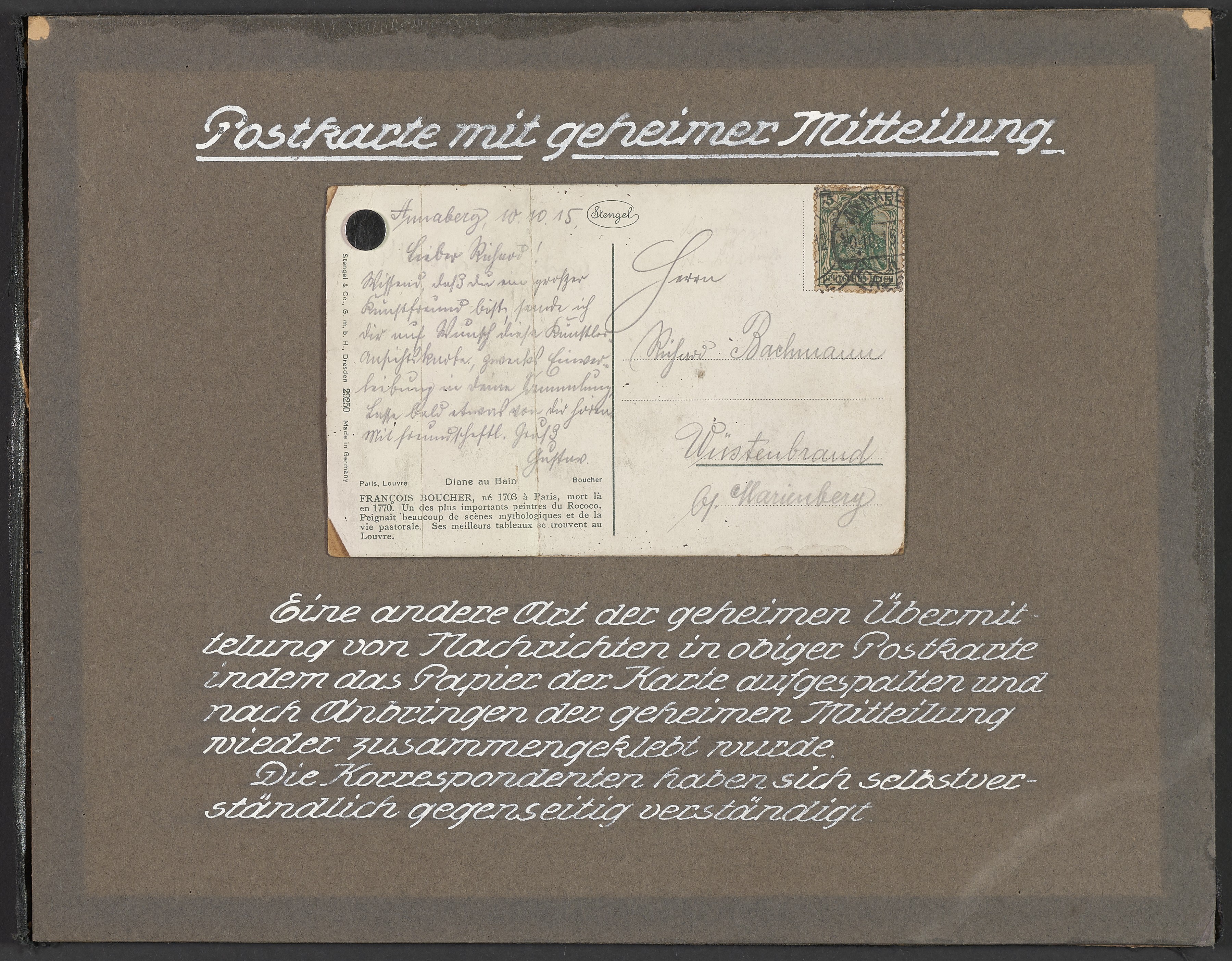 Lehrtafel "Postkarte mit geheimer Mitteilung" Abbildung 1 (Polizeidirektion Dresden RR-F)