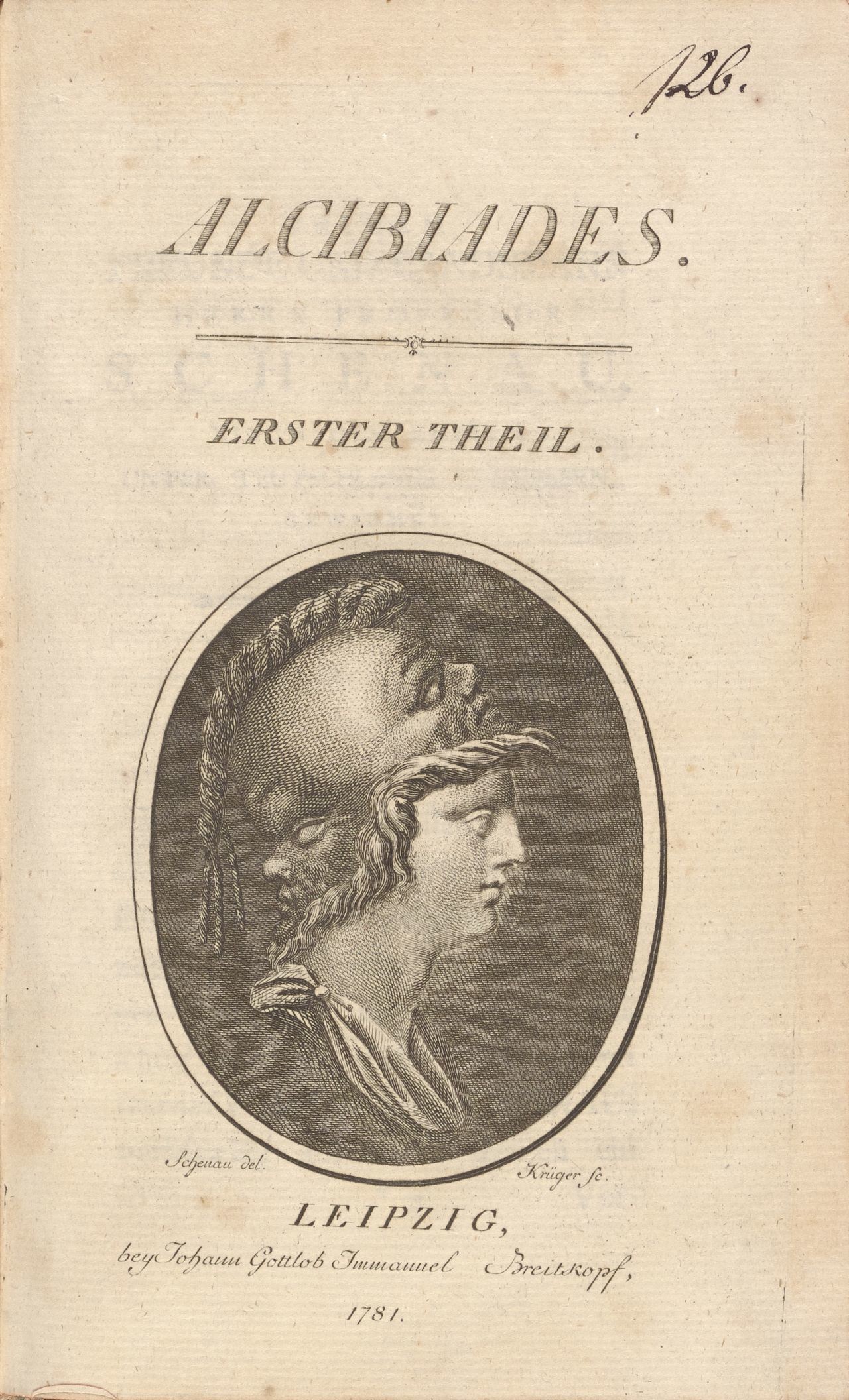 Oval mit Büste der Athene im Profil nach rechts, vor 1781 (Deutsches Damast- und Frottiermuseum CC BY-NC-ND)