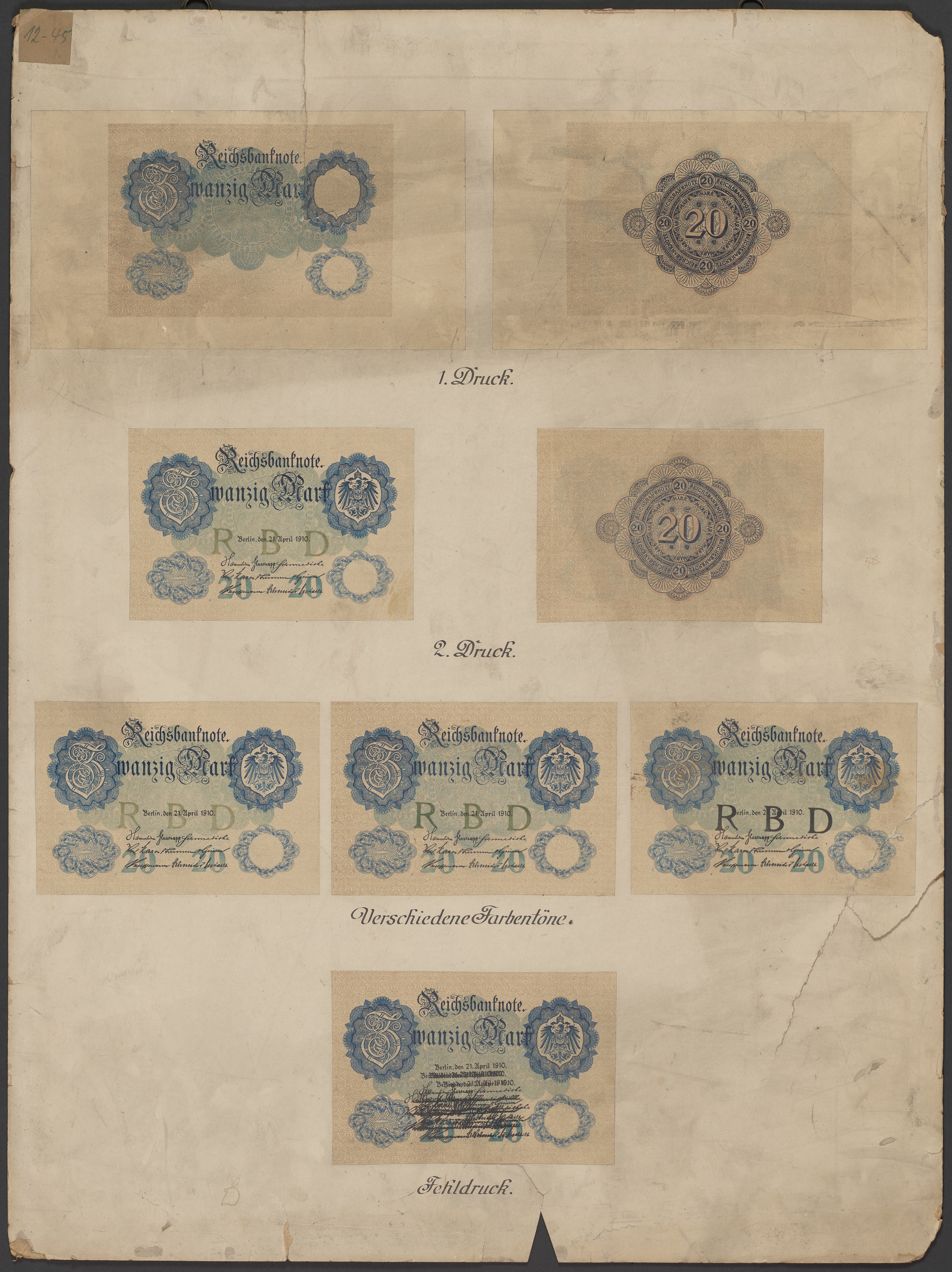 Lehrtafel "Banknotenfälschung Dresden 1914" (Polizeidirektion Dresden RR-F)