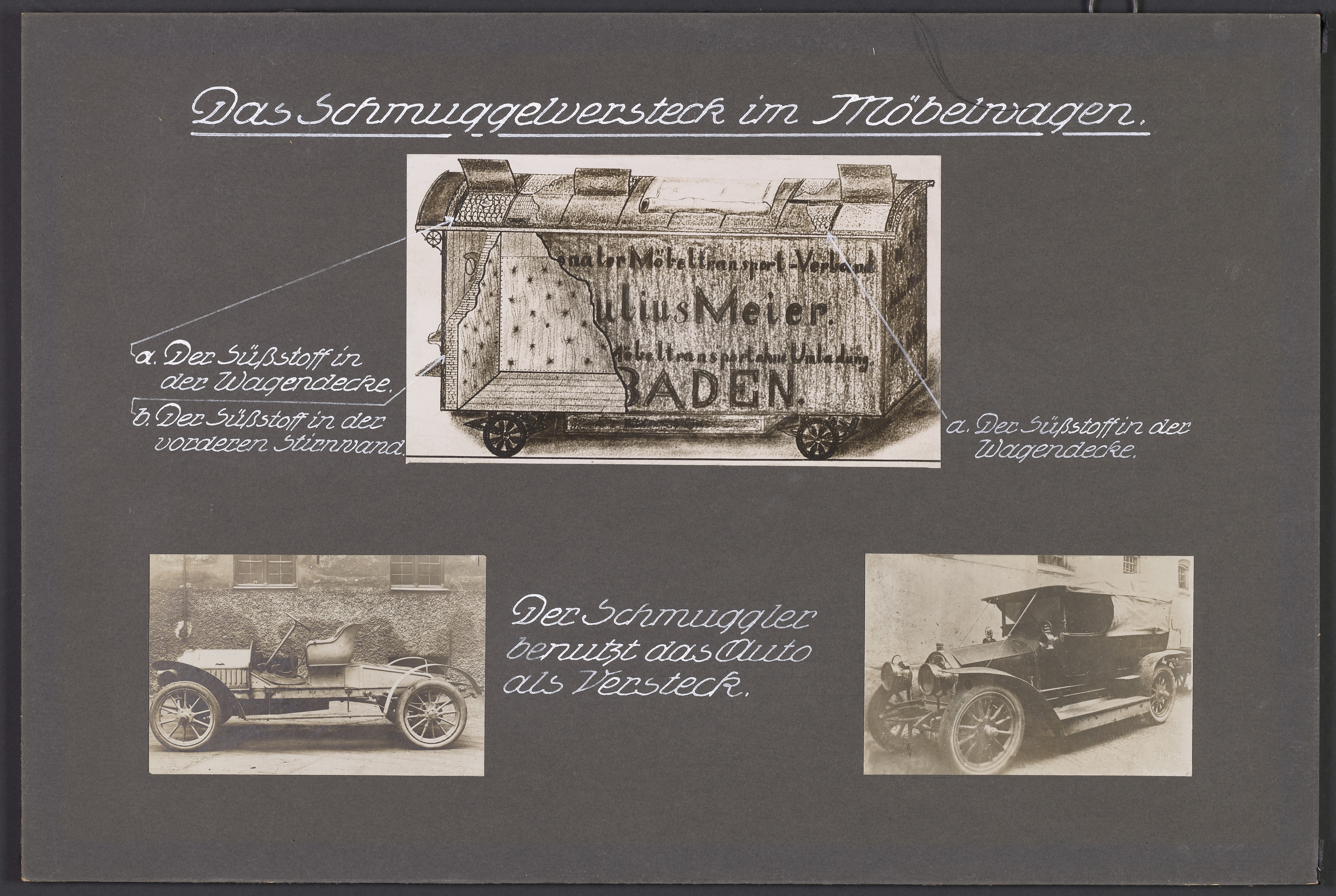 Lehrtafel "Das Schmuggelversteck im Möbelwagen" (Polizeidirektion Dresden RR-F)