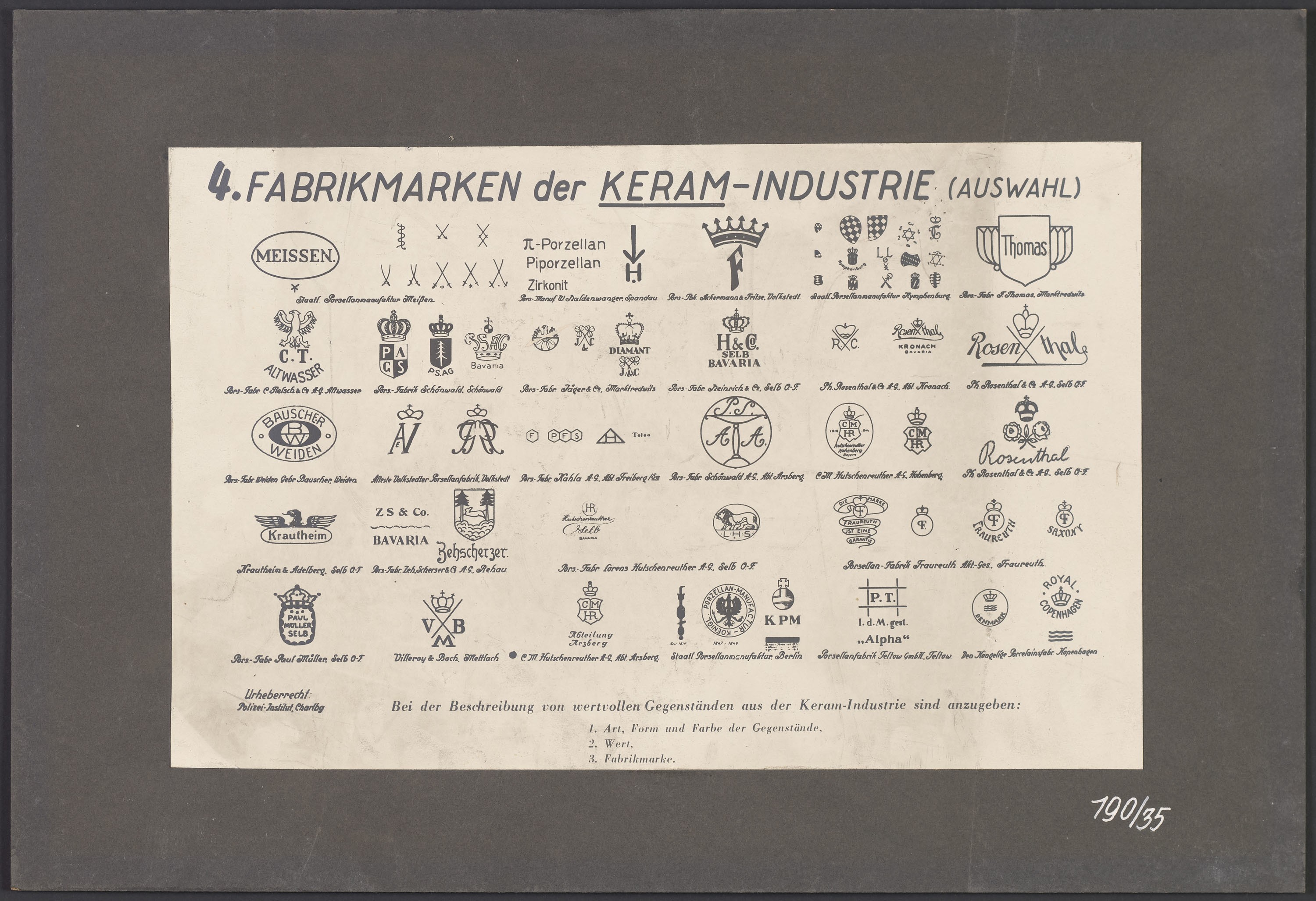 Lehrtafel "Fabrikmarken der Keram-Industrie" (Polizeidirektion Dresden RR-F)