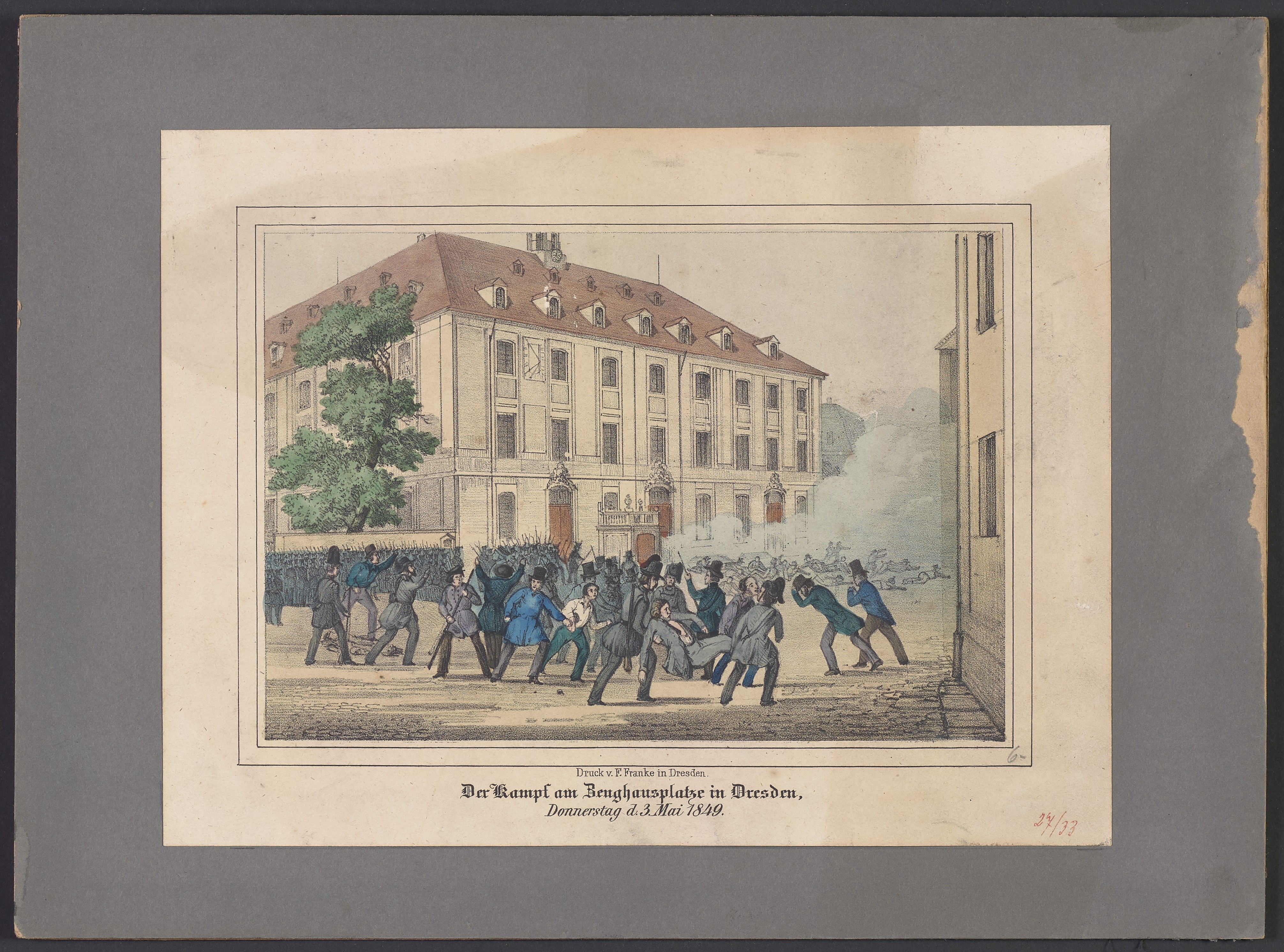 Lehrtafel "Kampf Zeughausplatz Dresden 1849" (Polizeidirektion Dresden RR-F)