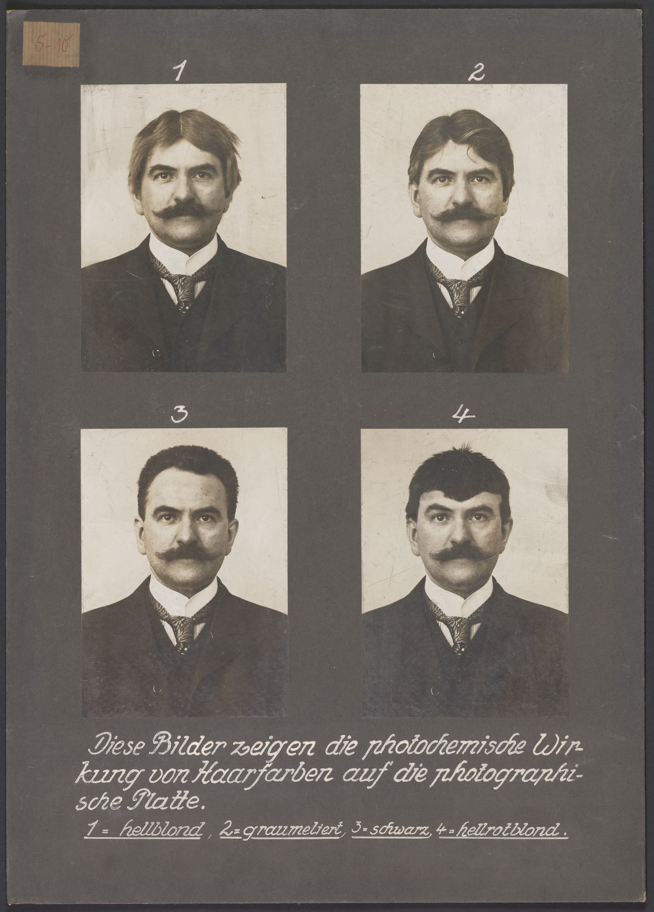 Lehrtafel zur photochemischen Wirkung von Haarfarben auf die photographische Platte (Polizeidirektion Dresden RR-F)