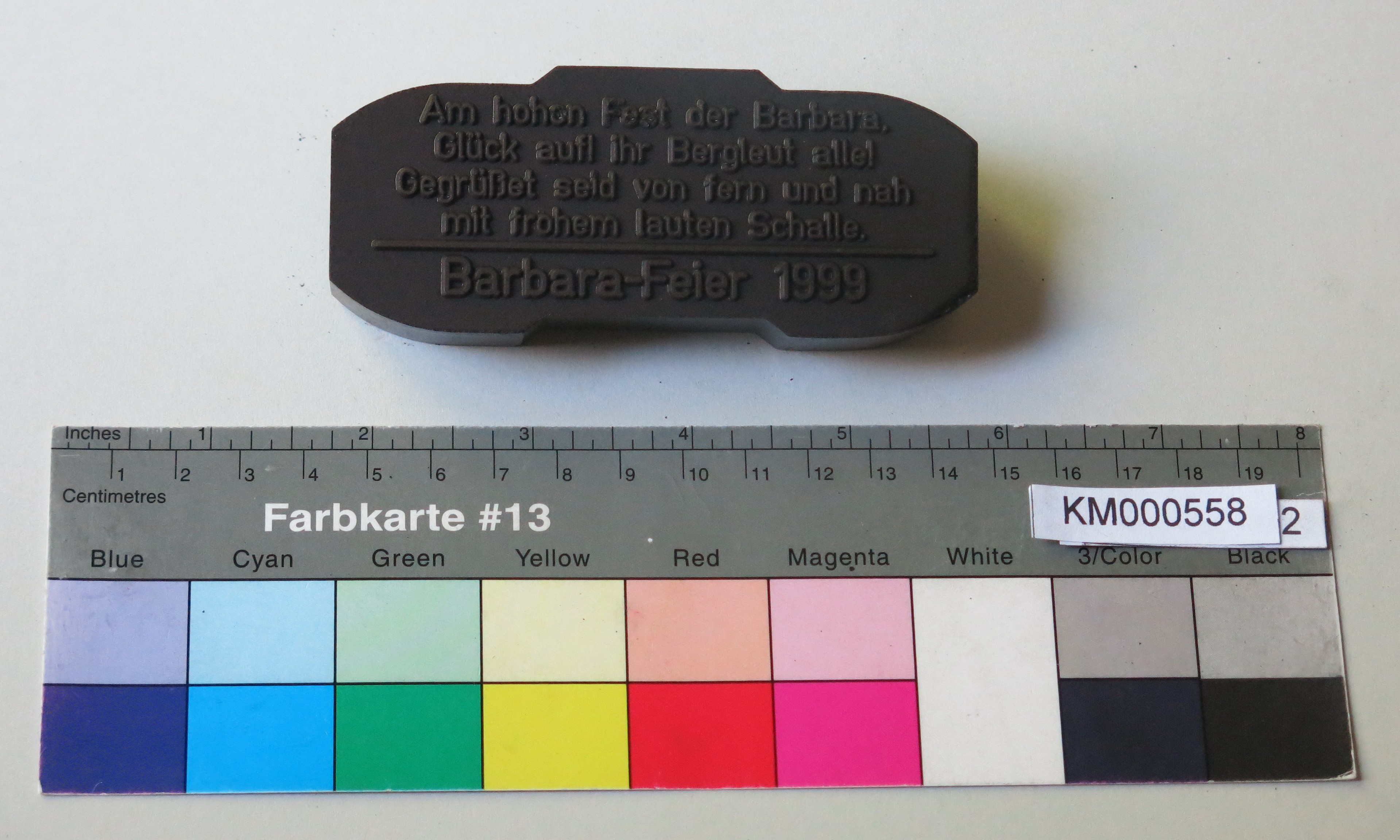 Zierbrikett "Barbara-Feier 1999" (Energiefabrik Knappenrode CC BY-SA)