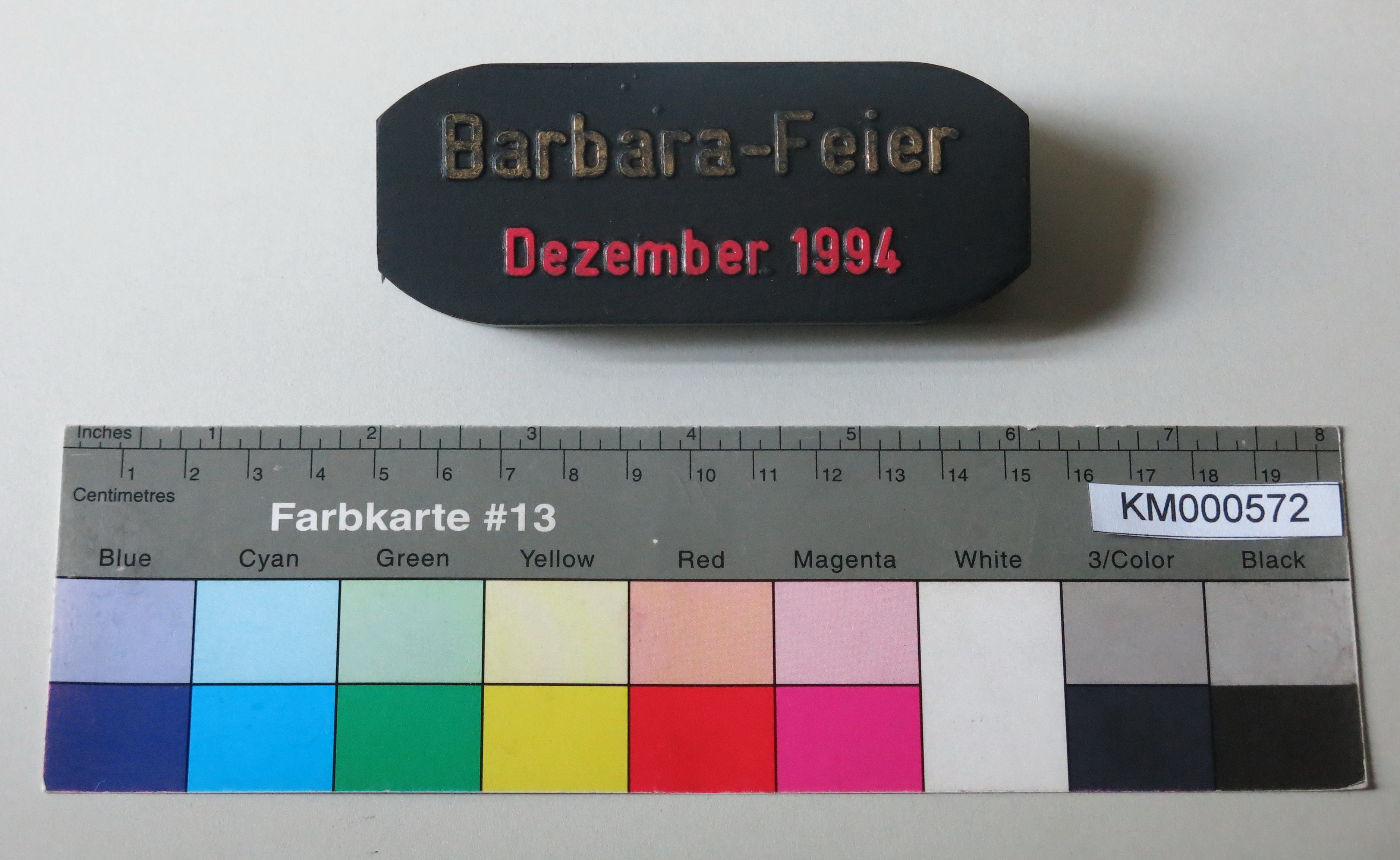 Zierbrikett "Barbara-Feier Dezember 1994" (Energiefabrik Knappenrode CC BY-SA)