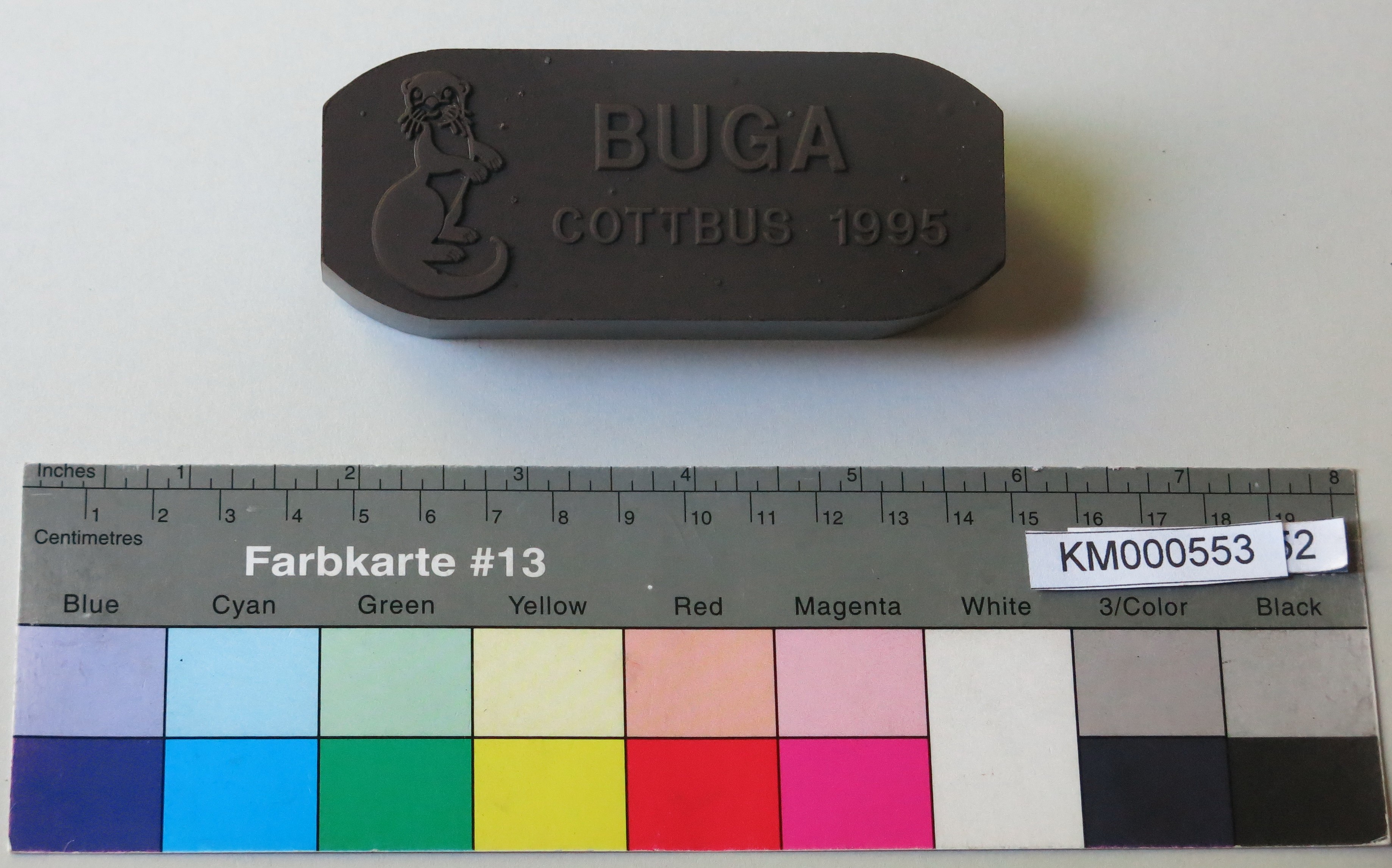 Zierbrikett "BUGA COTTBUS 1995" (Energiefabrik Knappenrode CC BY-SA)