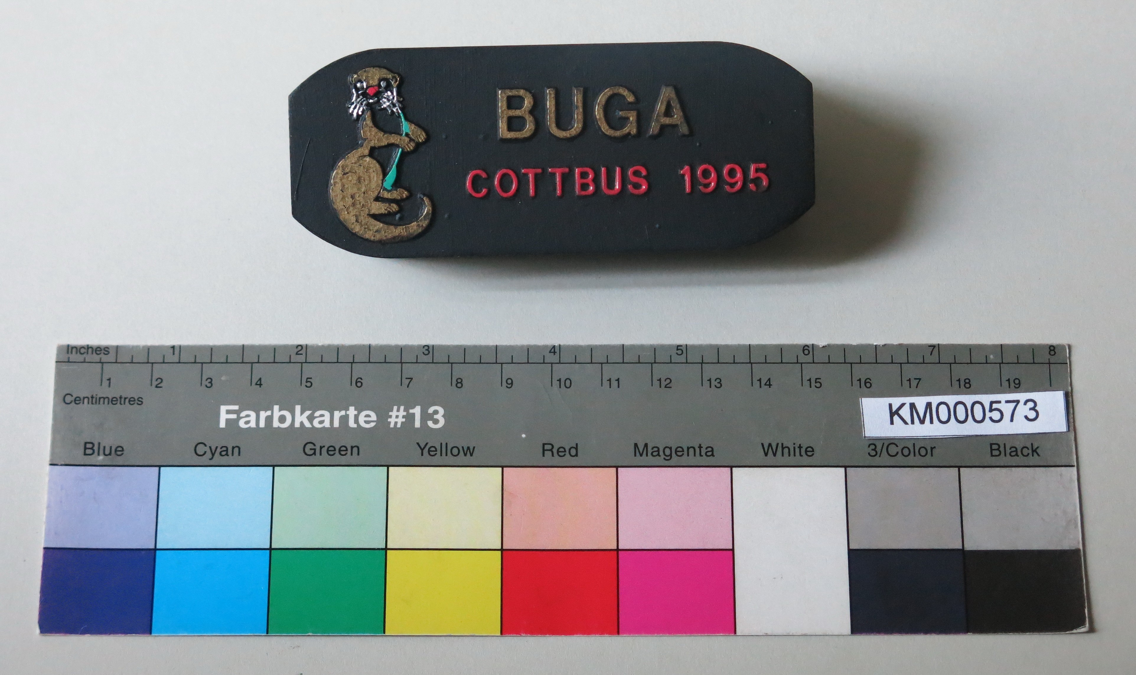 Zierbrikett "BUGA COTTBUS 1995" (Energiefabrik Knappenrode CC BY-SA)