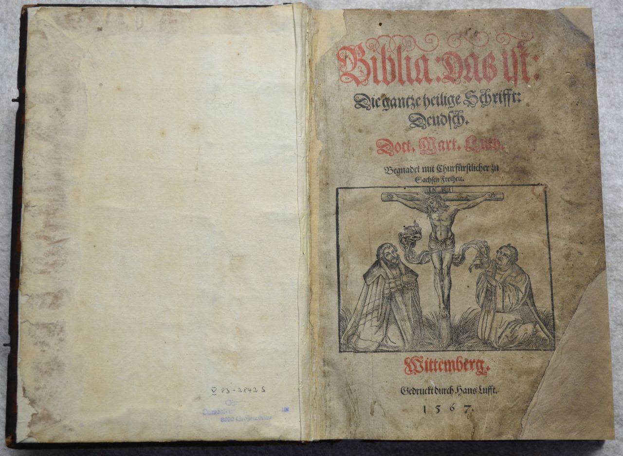 Bibeldruck von Hans Lufft (Deutsches Damast- und Frottiermuseum CC BY-NC)