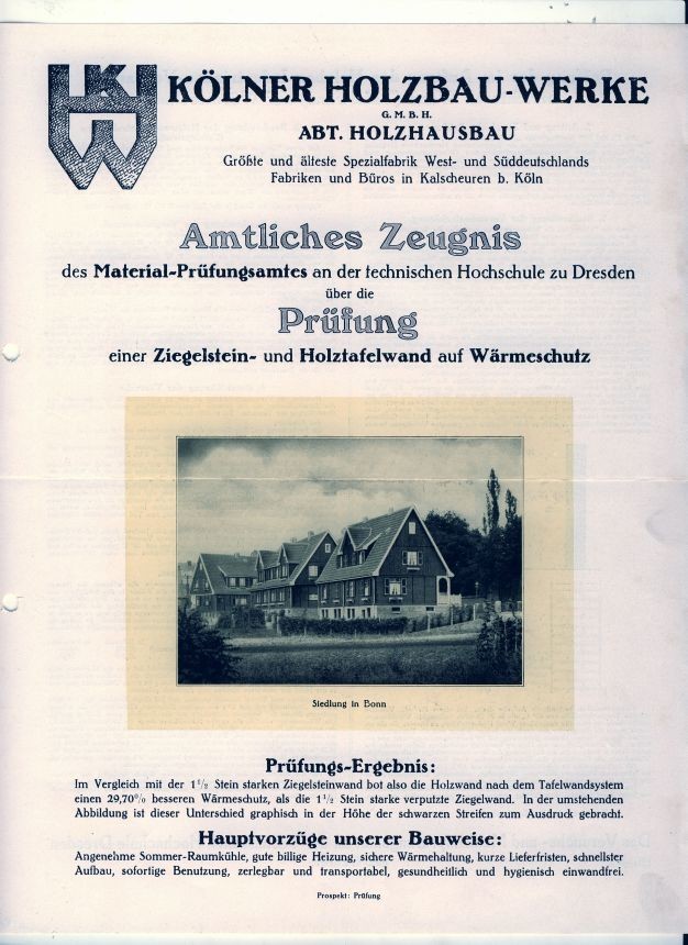 Amtliches Zeugnis zur Prüfung einer Ziegelstein- und Holztafelwand auf Wärmeschutz (Museum Niesky Forum Konrad-Wachsmann-Haus CC BY-NC-ND)