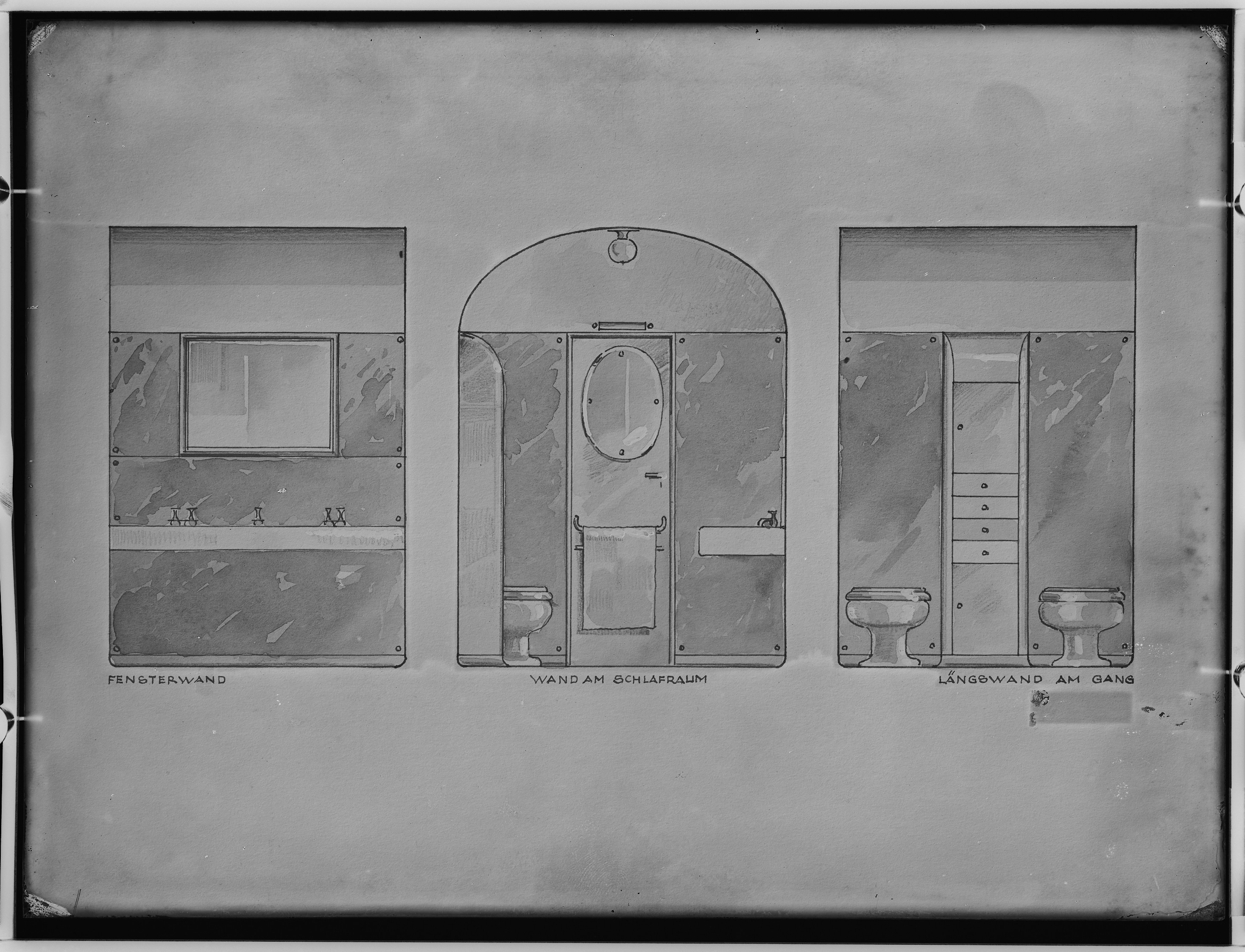 Fotografie: Entwurf eines Hofzug-Salonwagens für Serbien (Wandansichten V), 1931 (Schenkung der Bombardier Transportation, Werk Görlitz | Eigentum/Sammlung der Verkehrsmuseums Dresden gGmbH CC BY-NC-SA)