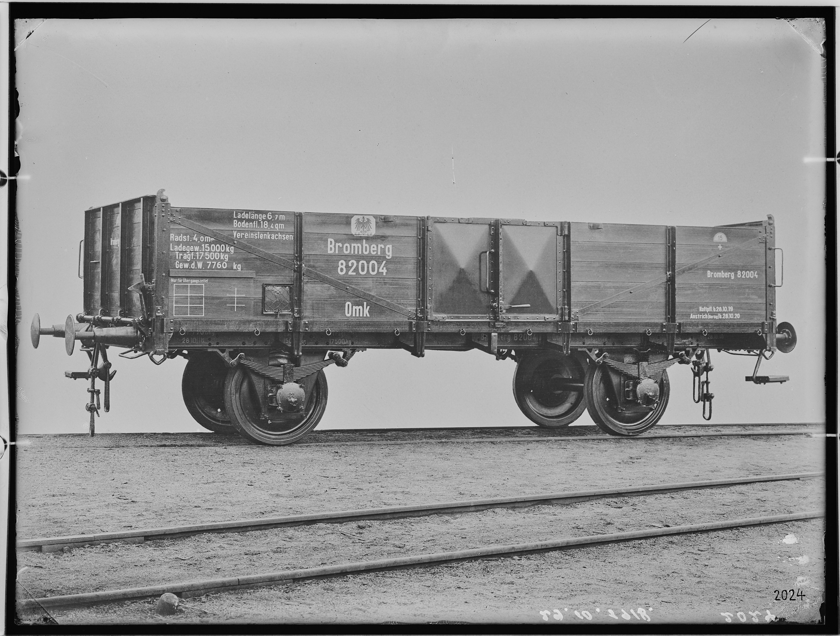 Fotografie: zweiachsiger offener Güterwagen ohne Bremse, 1918 (Schenkung der Bombardier Transportation, Werk Görlitz | Eigentum/Sammlung der Verkehrsmuseums Dresden gGmbH CC BY-NC-SA)