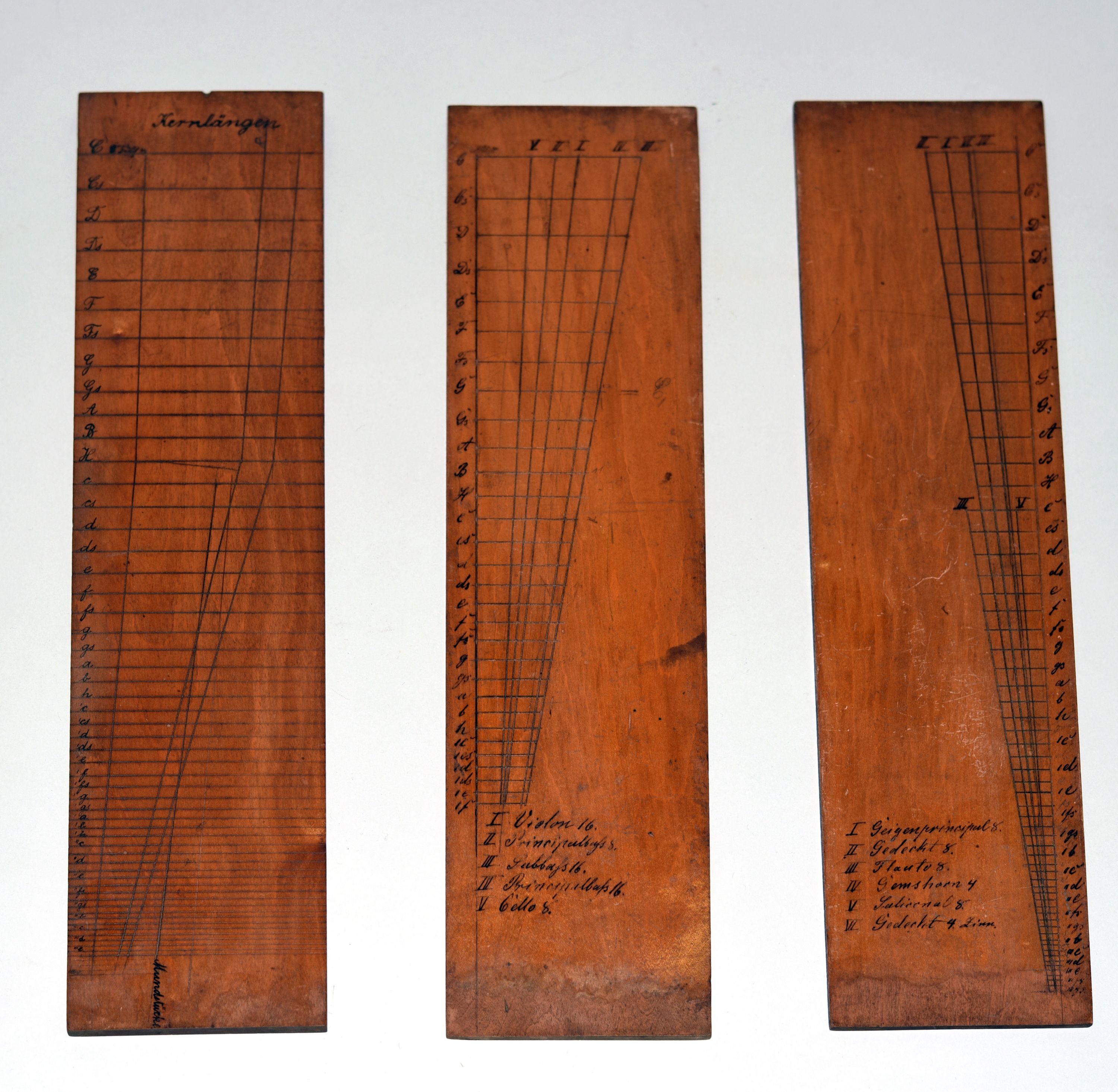 Diagramm-Maßtabellen für Orgelbau (Gottfried-Silbermann-Museum CC BY-NC-SA)