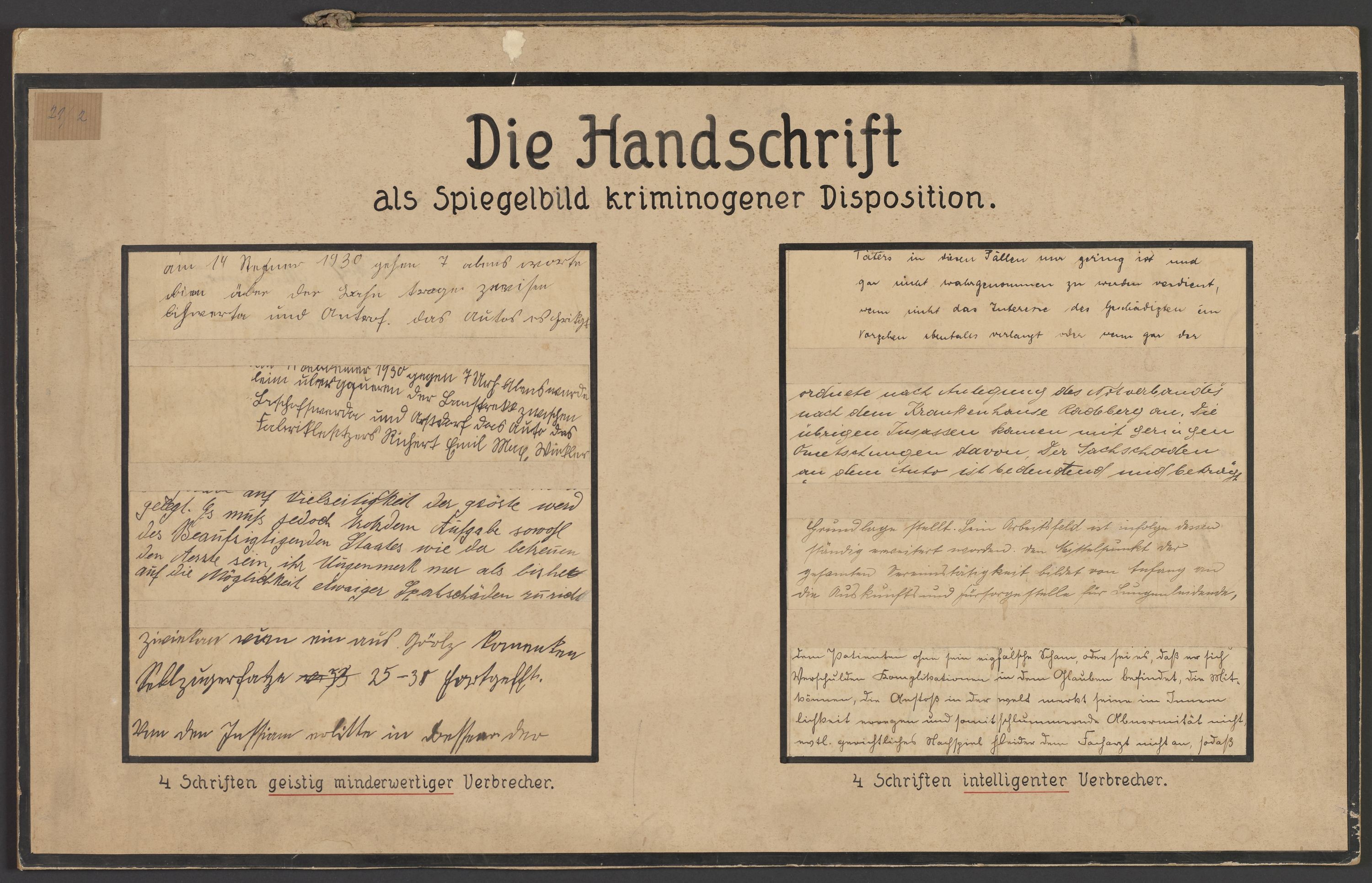 Lehrtafel "Die Handschrift als Spiegelbild kriminogener Disposition" (Polizeidirektion Dresden RR-F)