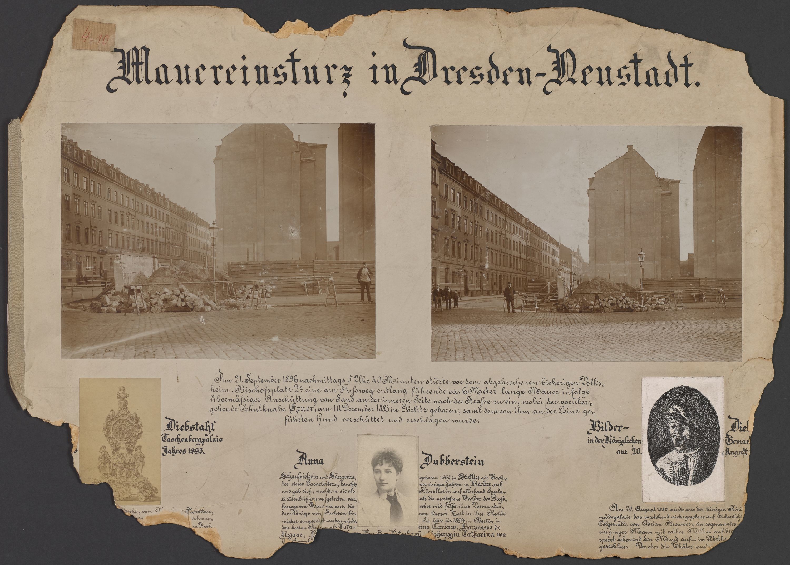 Lehrtafel mit Abbildungen Taten und Straftätern in den Jahren 1895-1899 (Polizeidirektion Dresden RR-F)