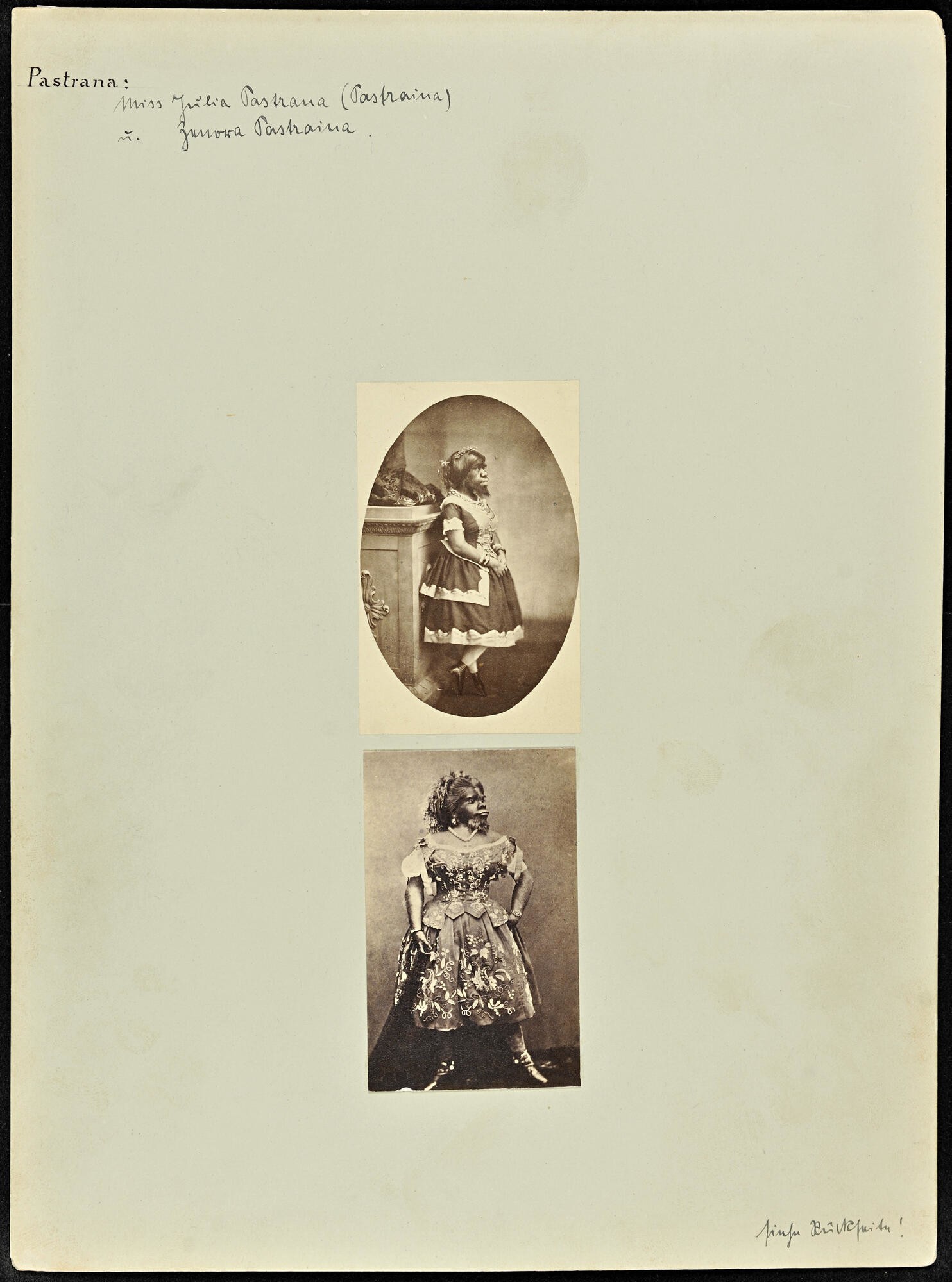 Tafel 1258, Bild 2, Miss Julia Pastrana (Pastraina) und Zenora Pastraina (Stadtmuseum Dresden CC BY-NC-ND)