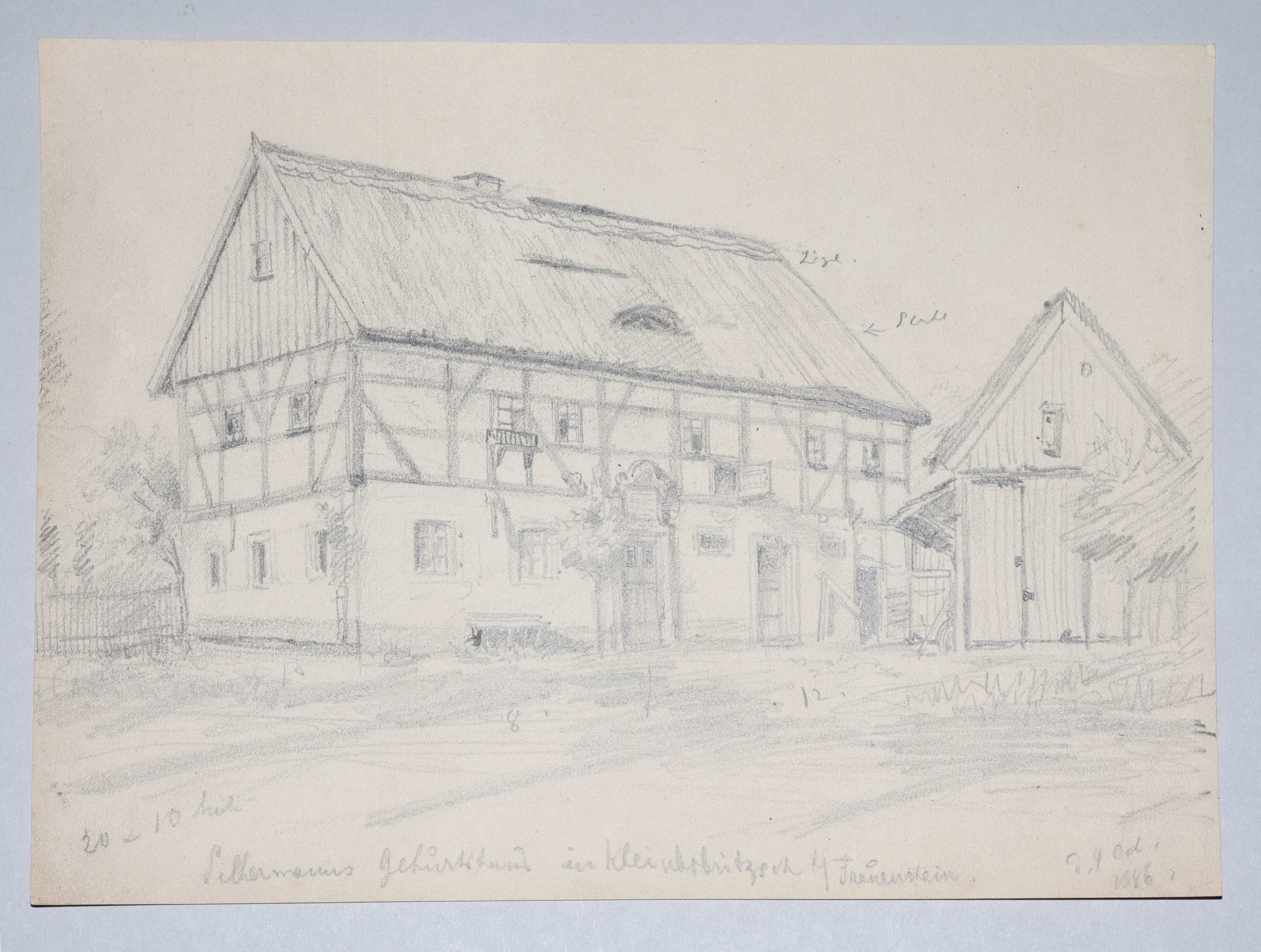 Zeichnung: Geburtshaus von Gottfried Silbermann (Gottfried-Silbermann-Museum CC BY-NC-SA)