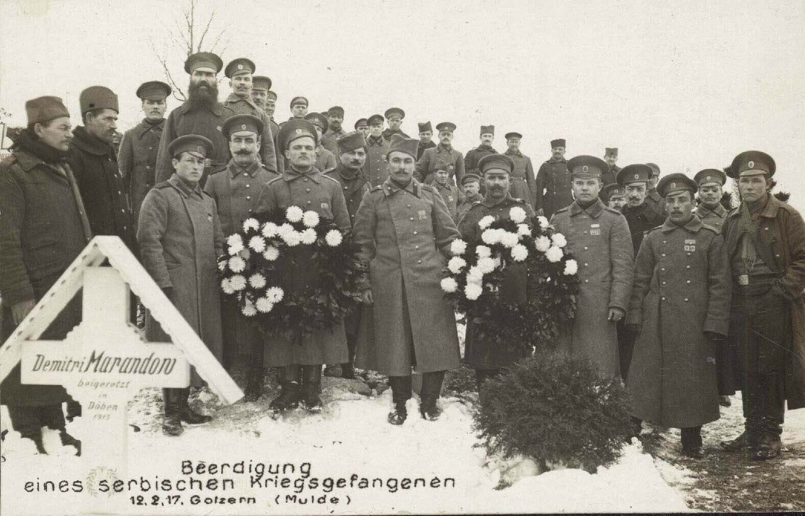 Beerdigung eines serbischen Kriegsgefangenen in Golzern (Kreismuseum Grimma RR-F)